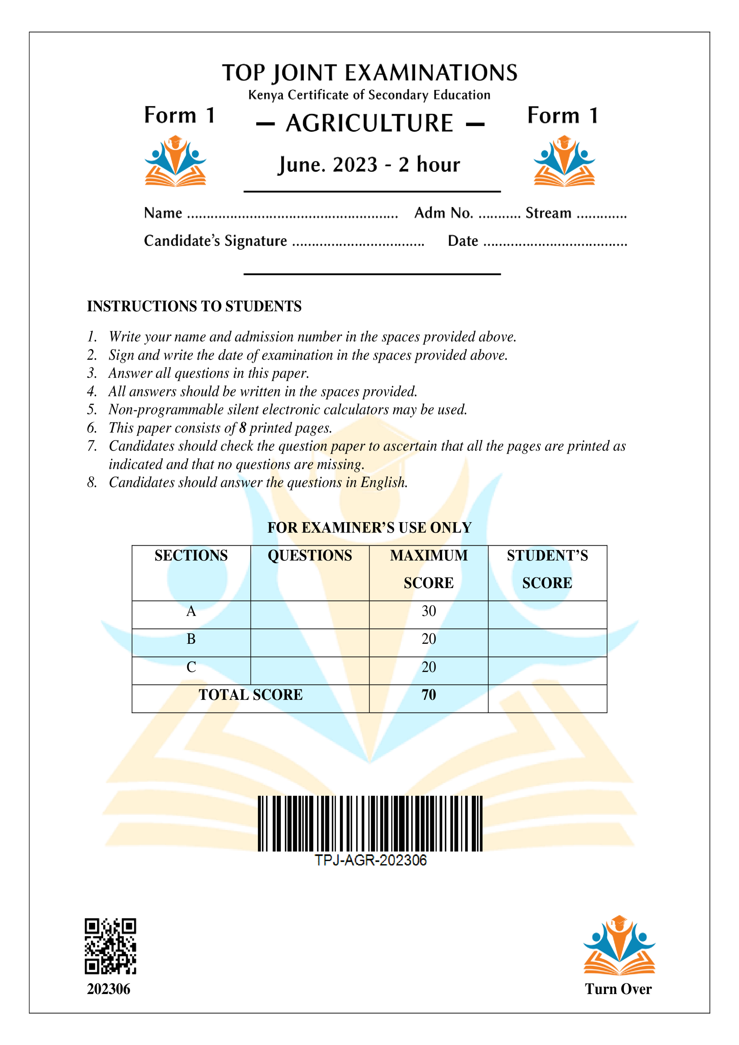 AGRICULTURE FORM 1 MID TERM 2 2023