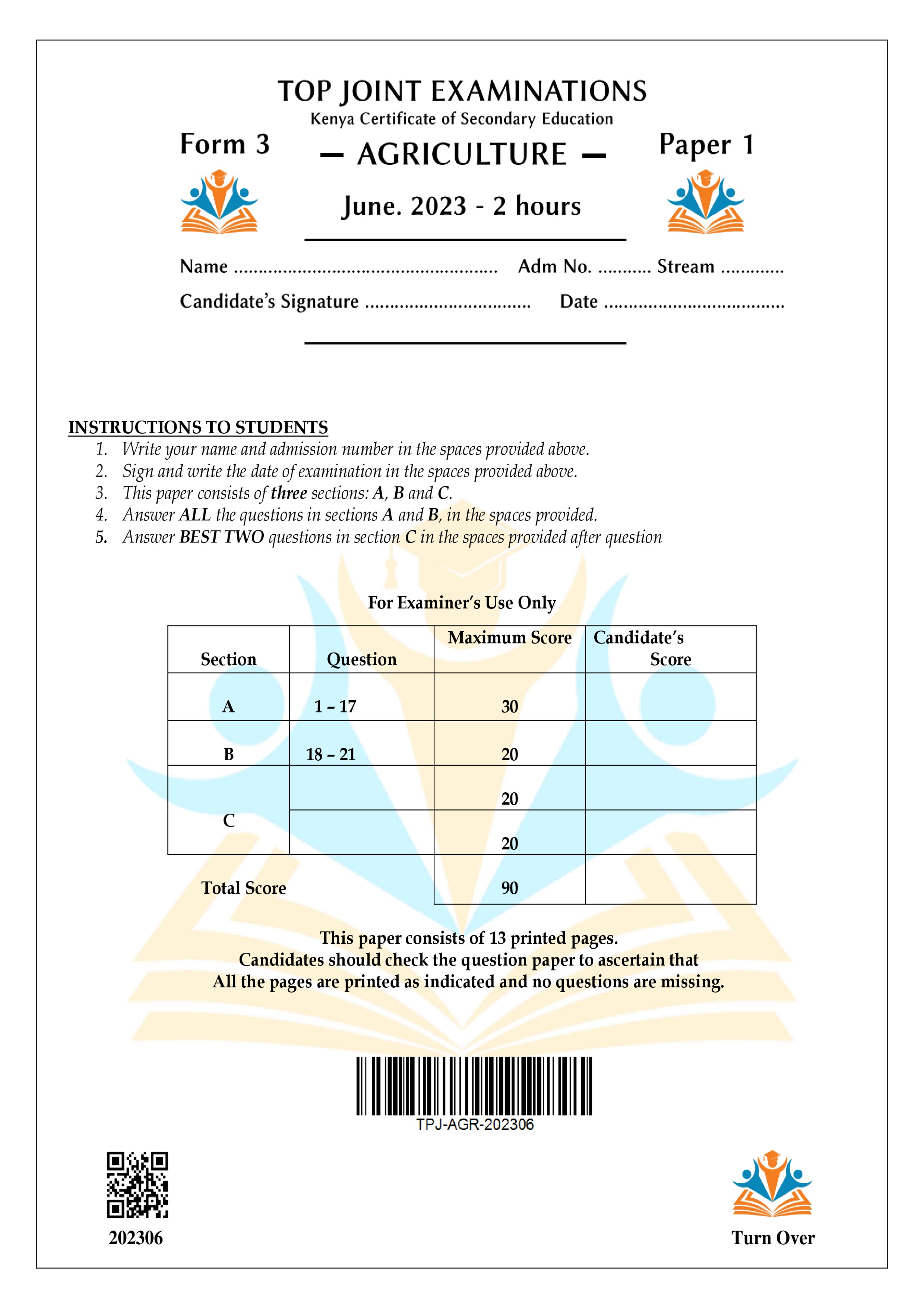 AGRICULTURE FORM 3 MID TERM 2 2023