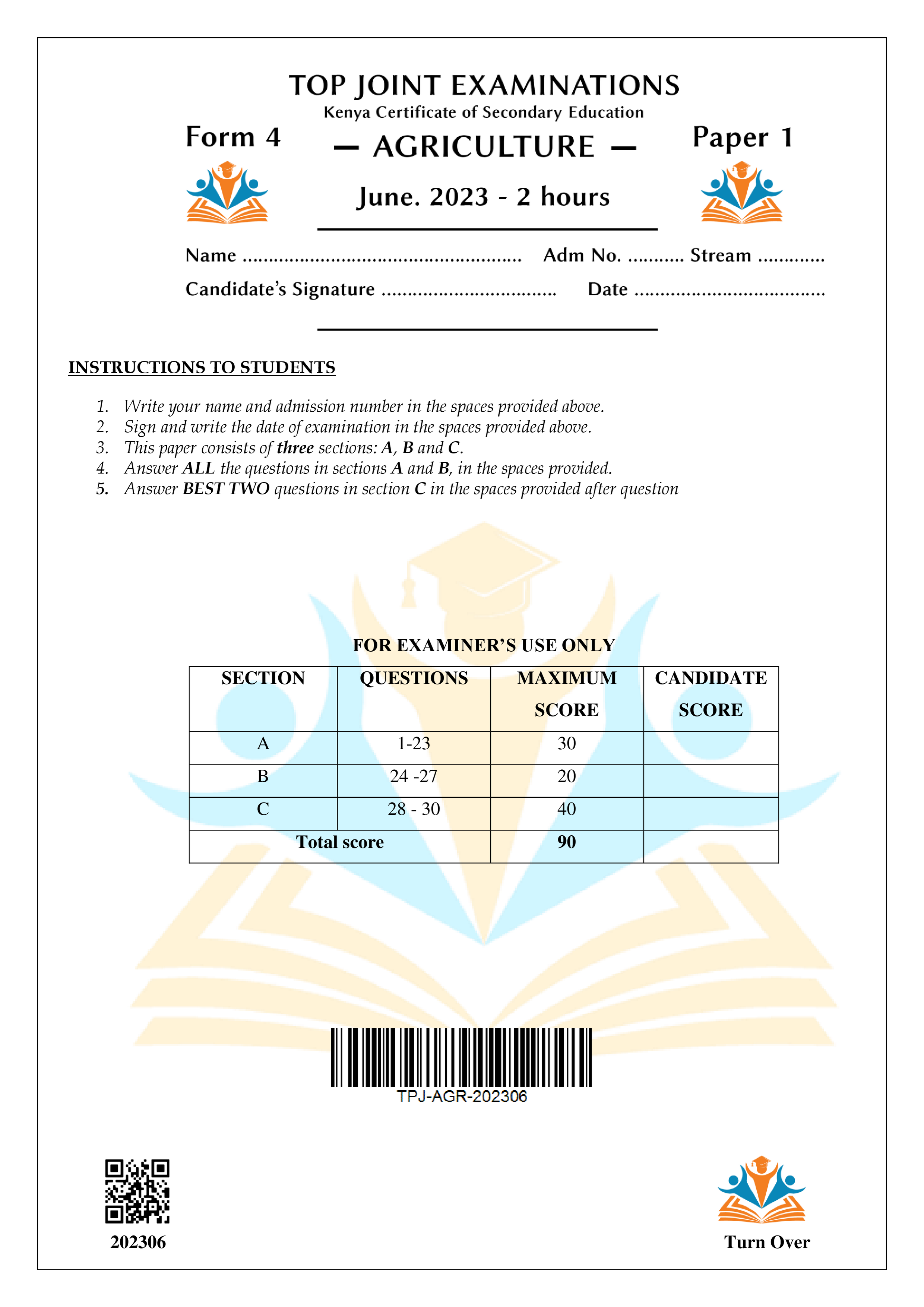 AGRICULTURE FORM 4 PAPER 1 MID TERM 2 2023
