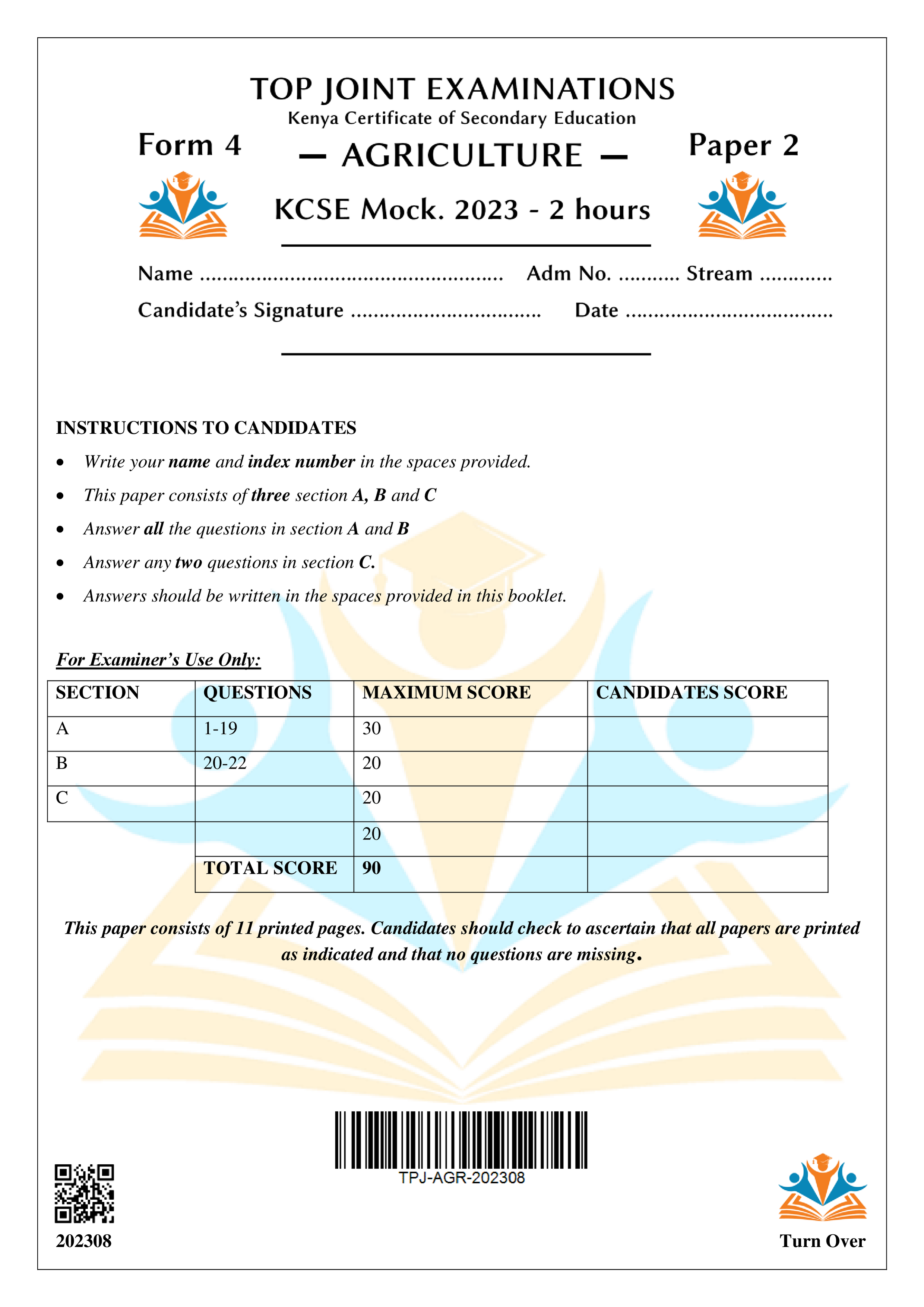 AGRICULTURE FORM 4 KCSE MOCK PAPER 2 2023