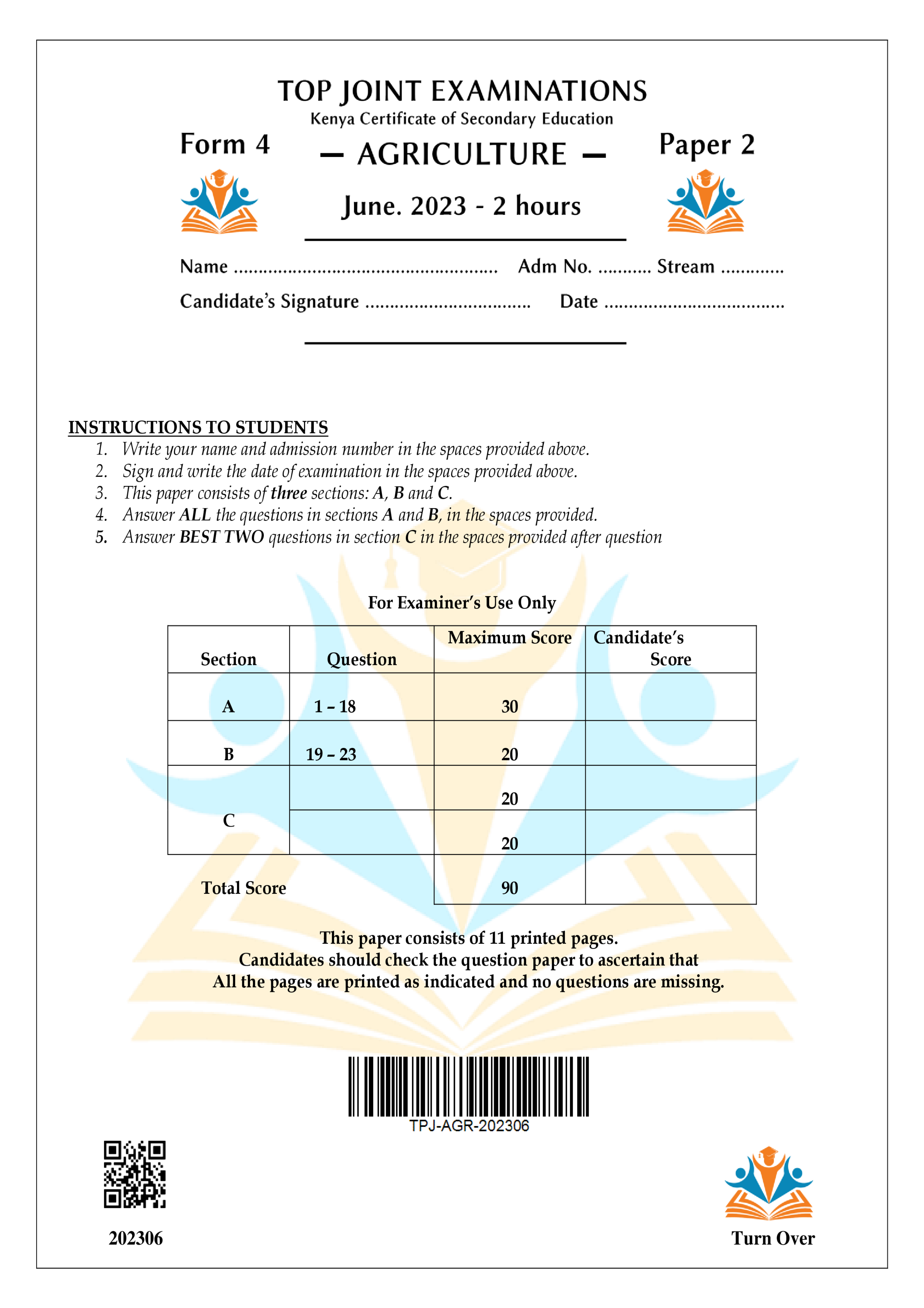 AGRICULTURE FORM 4 PAPER 2 MID TERM 2 2023