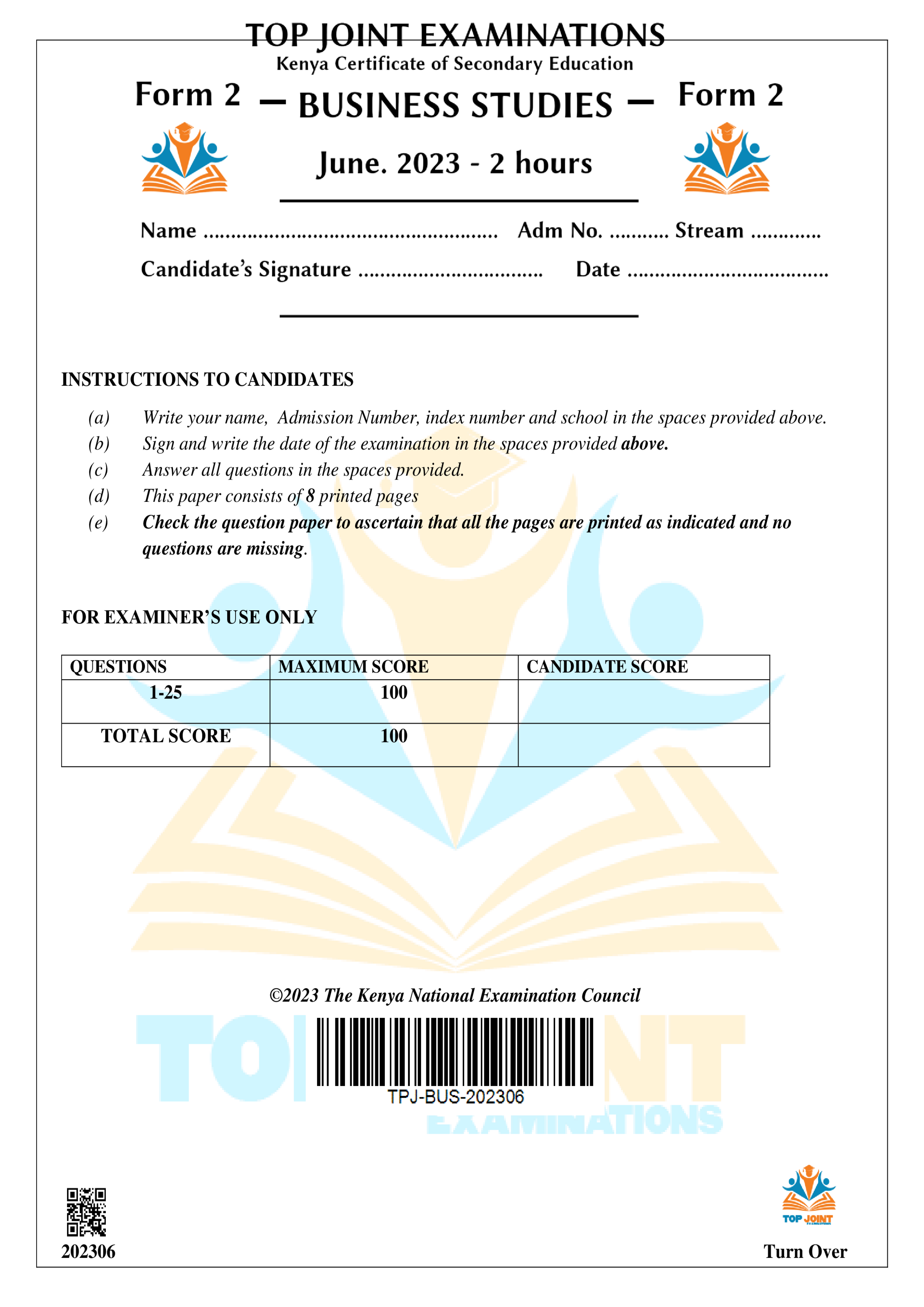 BUSINESS STUDIES FORM 2 MID TERM 2 2023