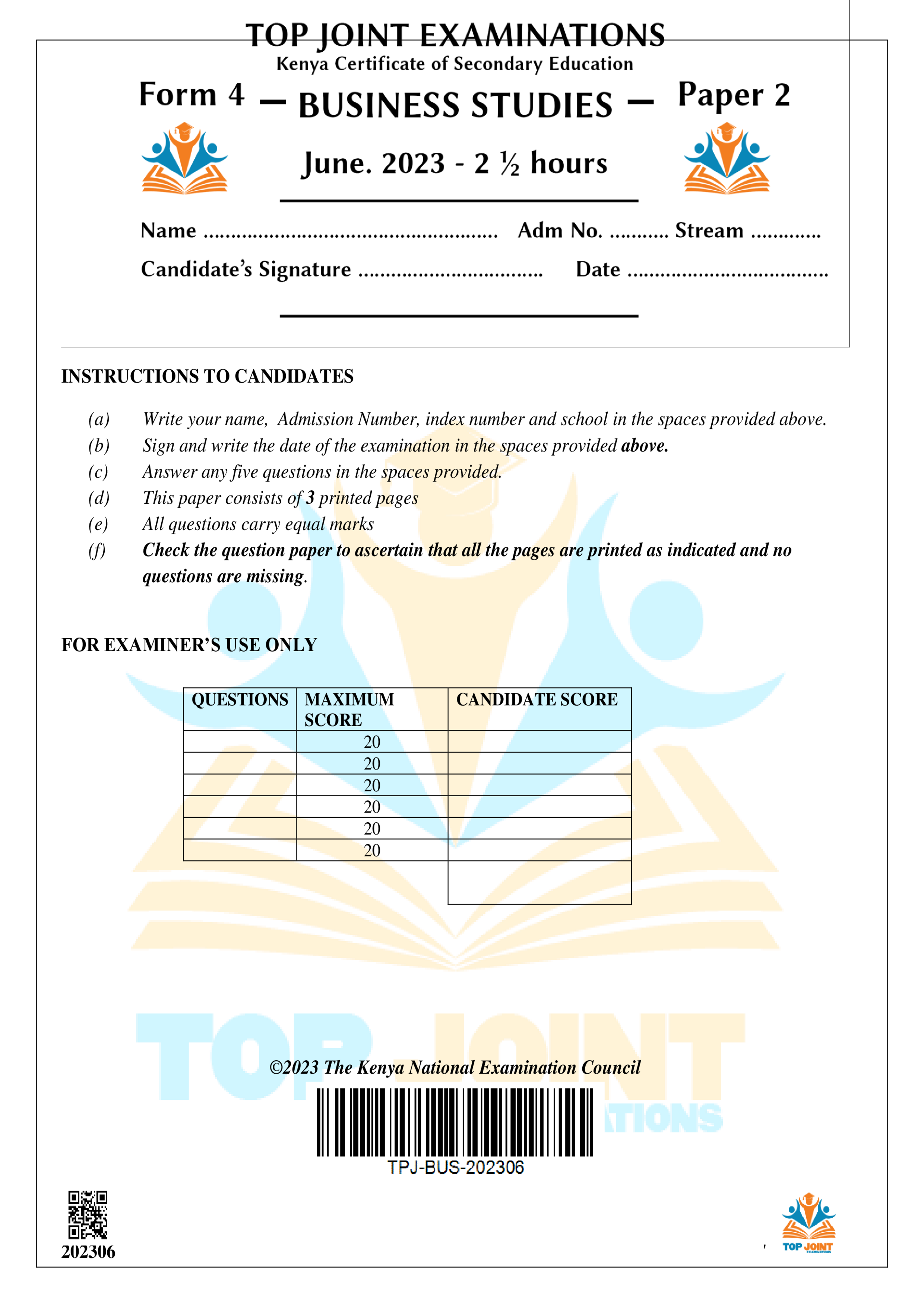 BUSINESS STUDIES FORM 4 MID TERM 2 2023
