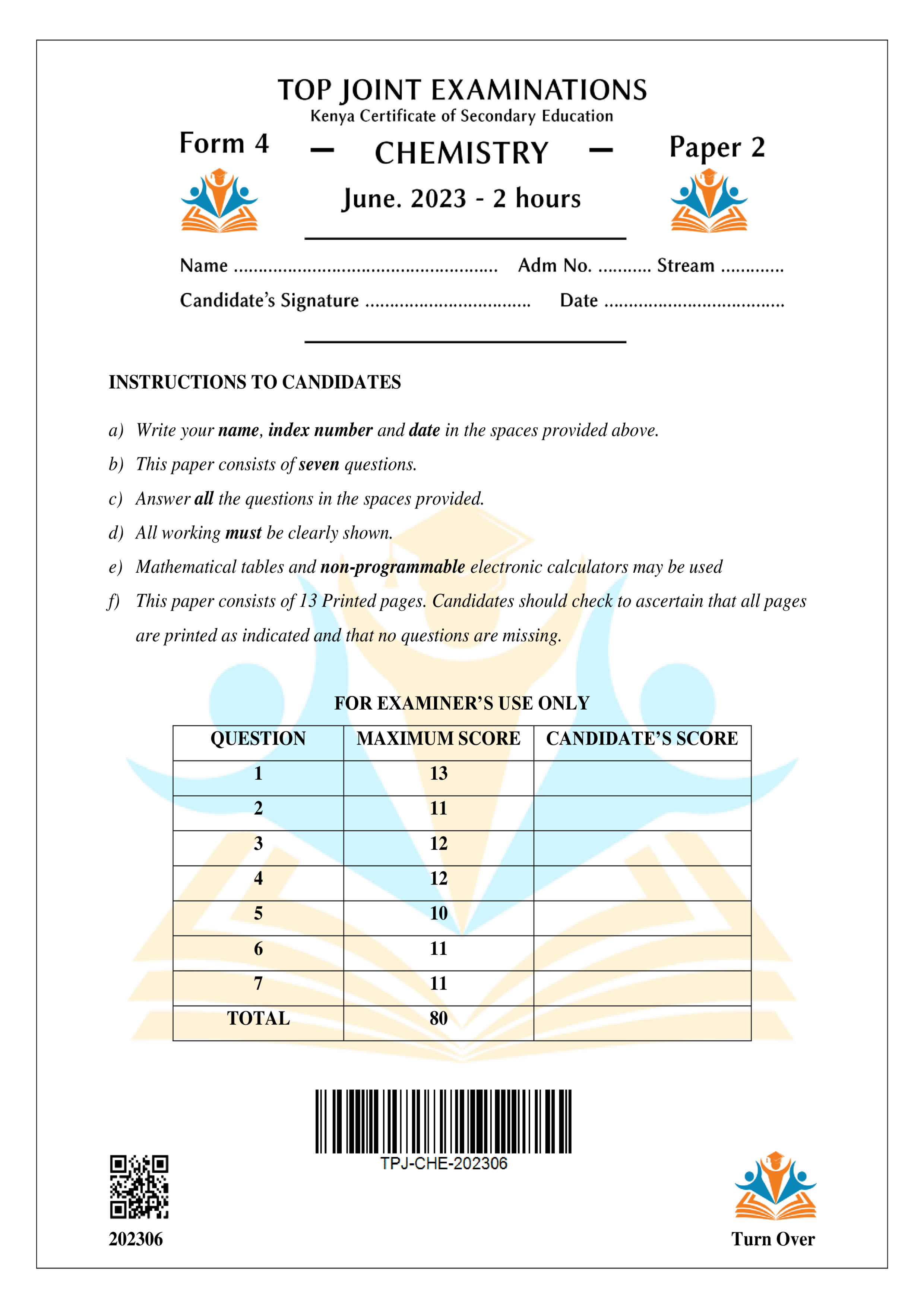CHEMISTRY FORM 4 PAPER 2 MID TERM 2 2023