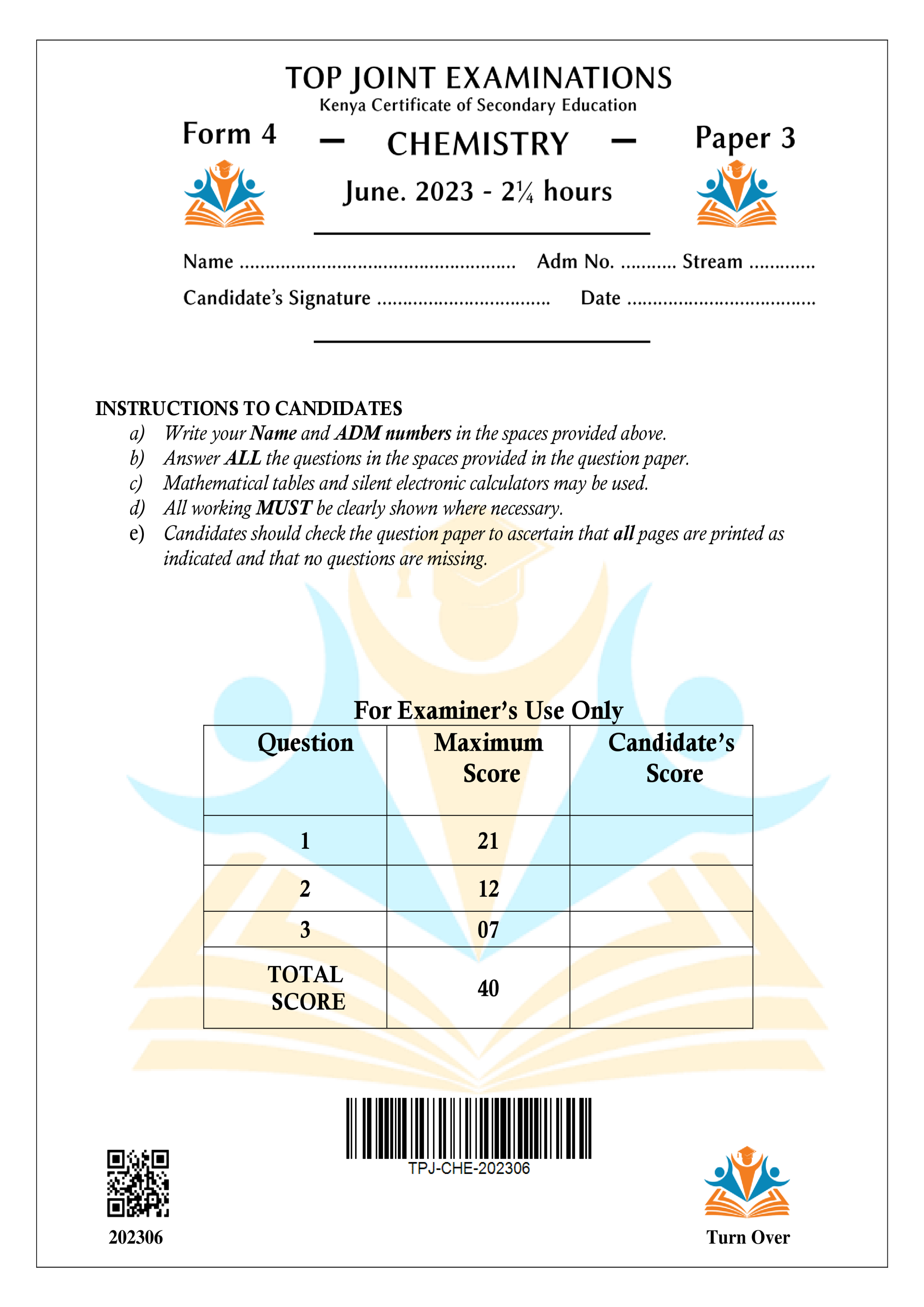 CHEMISTRY FORM 4 PAPER 3 MID TERM 2 2023