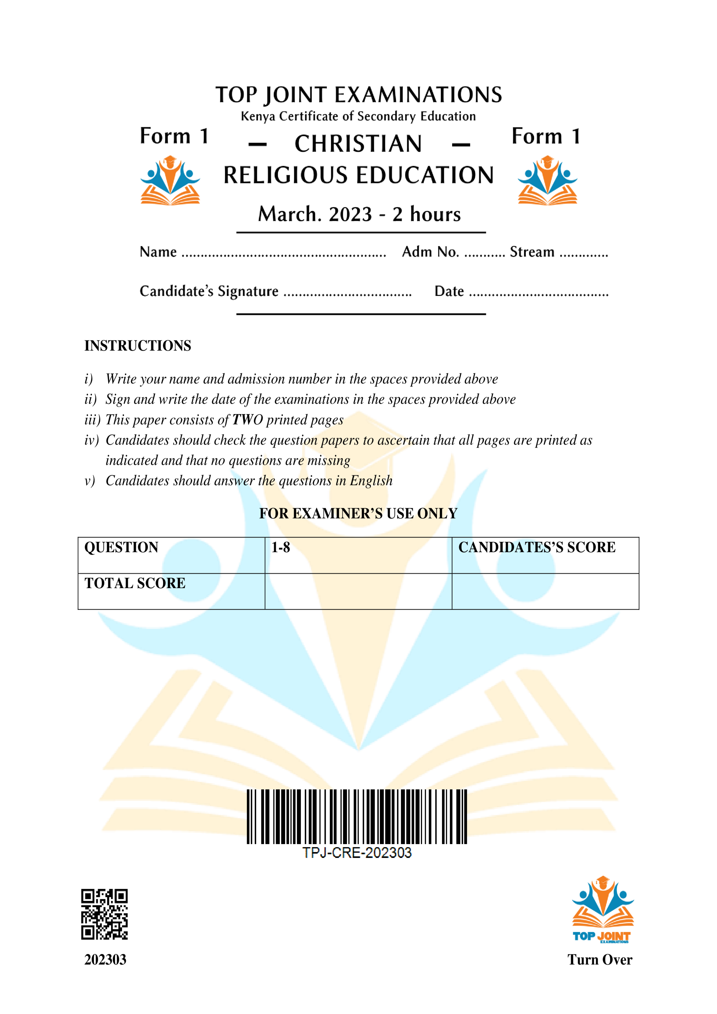 CRE FORM 1 MID TERM 1 2023