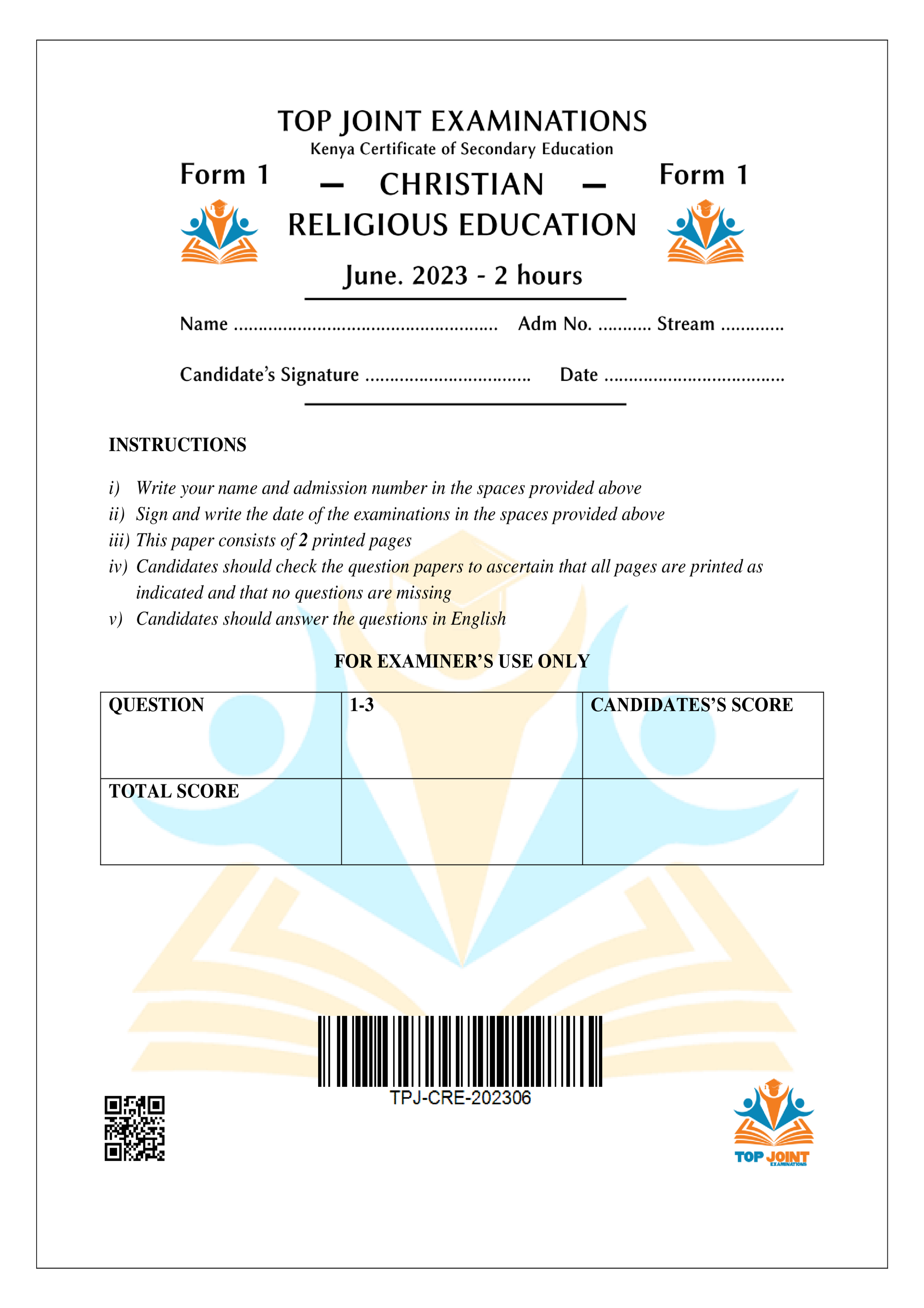 CRE FORM 1 MID TERM 2 2023