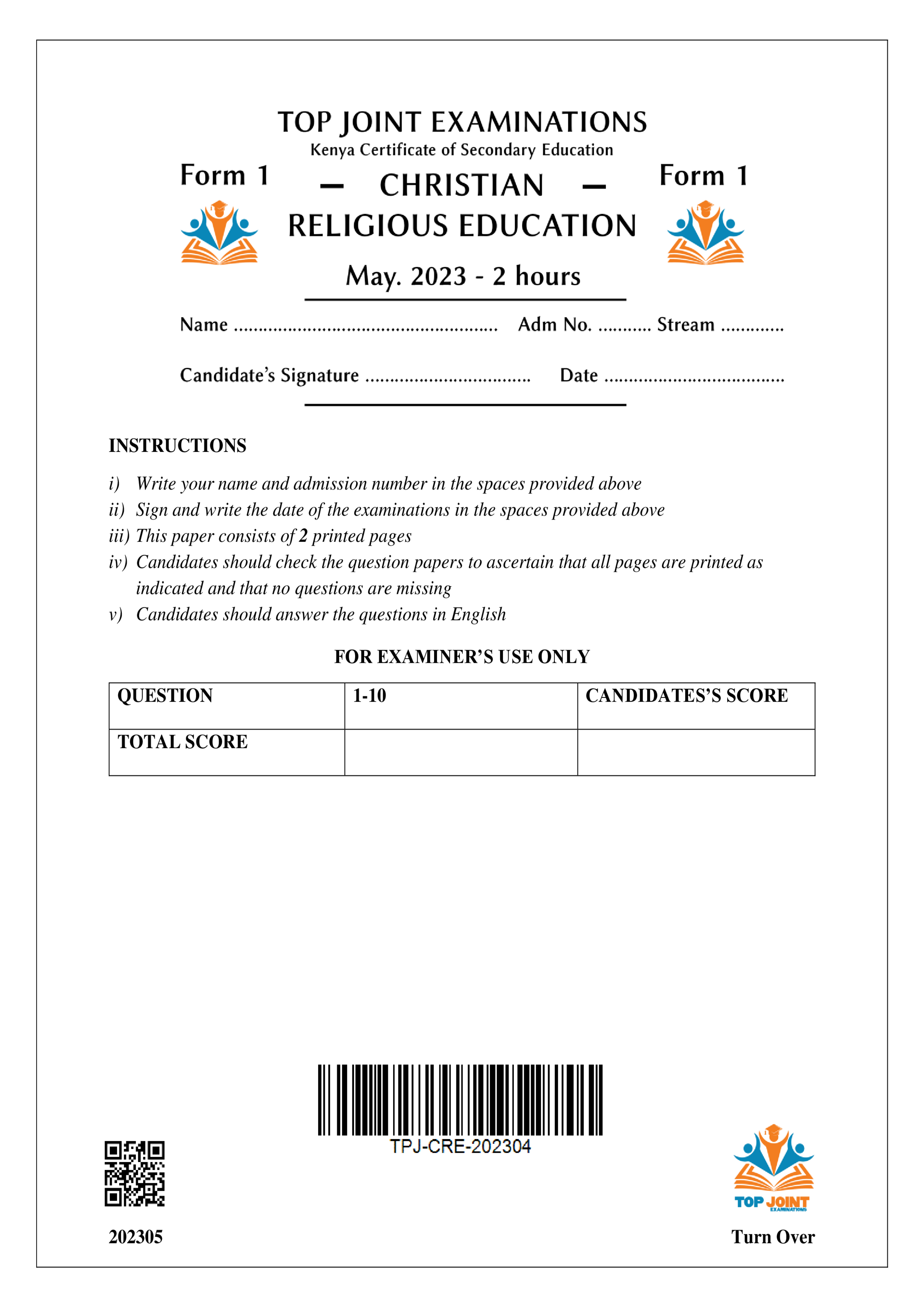 CRE FORM 1 OPENER TERM 2 2023