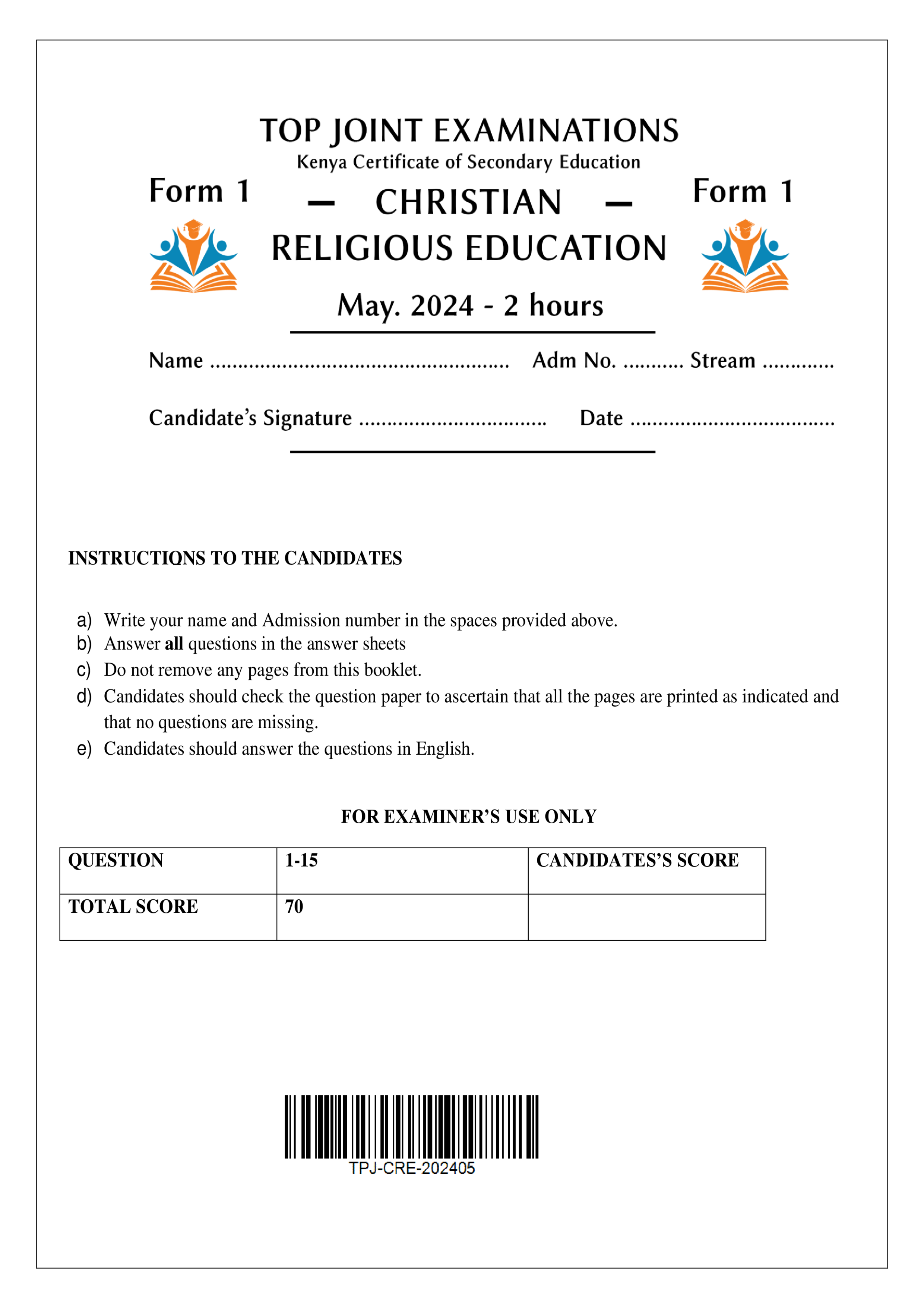 CRE FORM 1 OPENER TERM 2 2024
