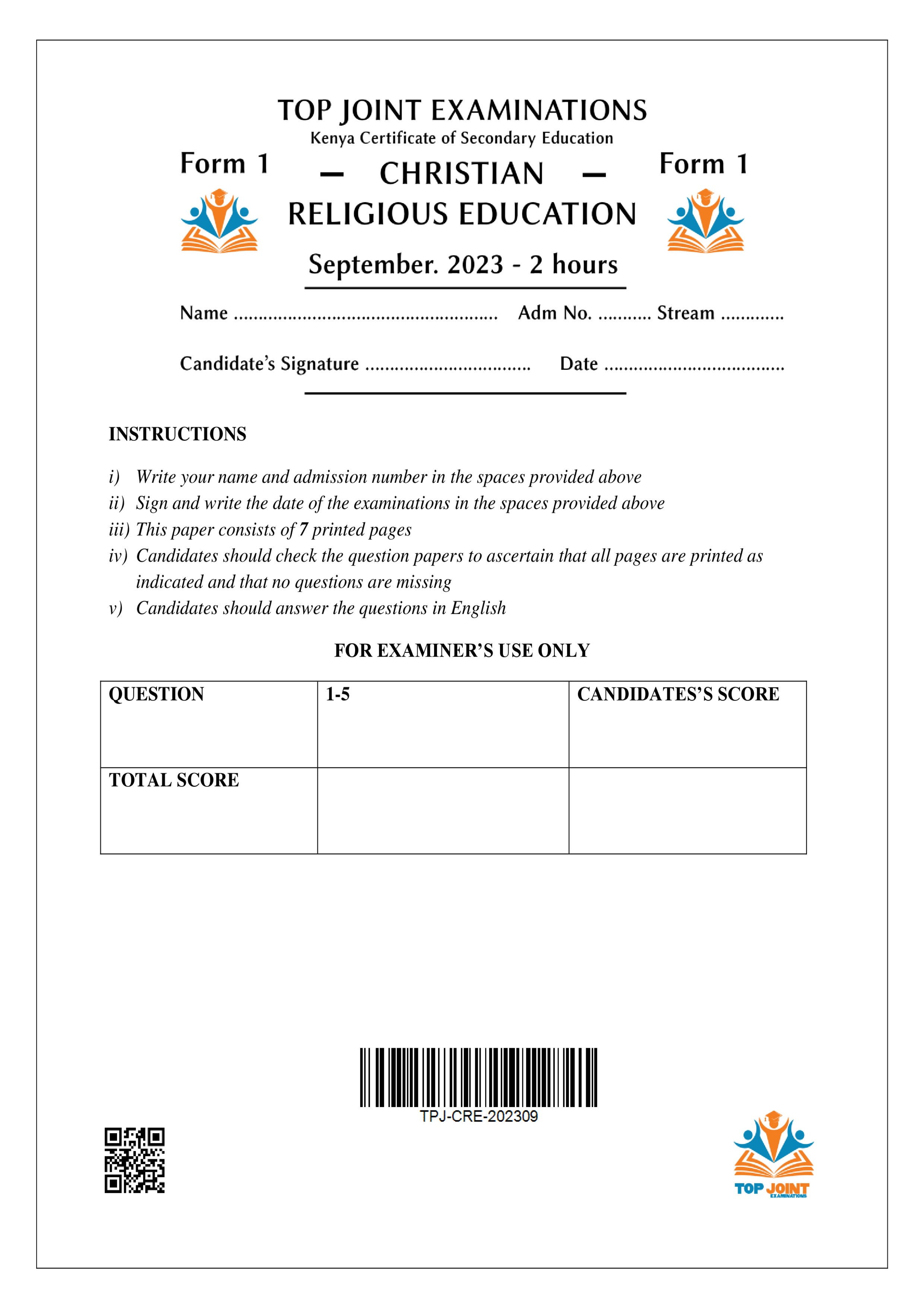 CRE FORM 1 OPENER TERM 3 2023