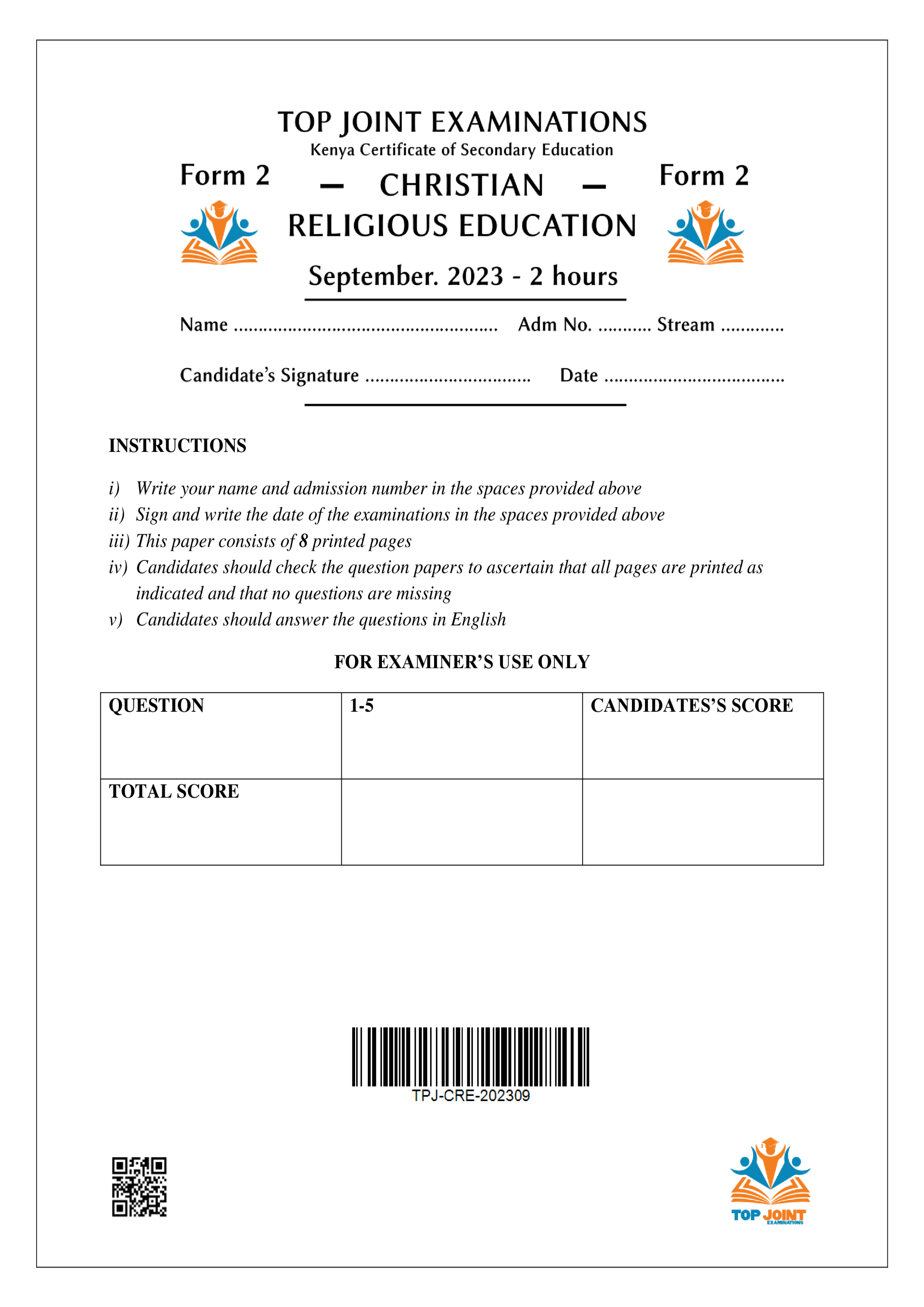 CRE FORM 2 OPENER TERM 3 2023
