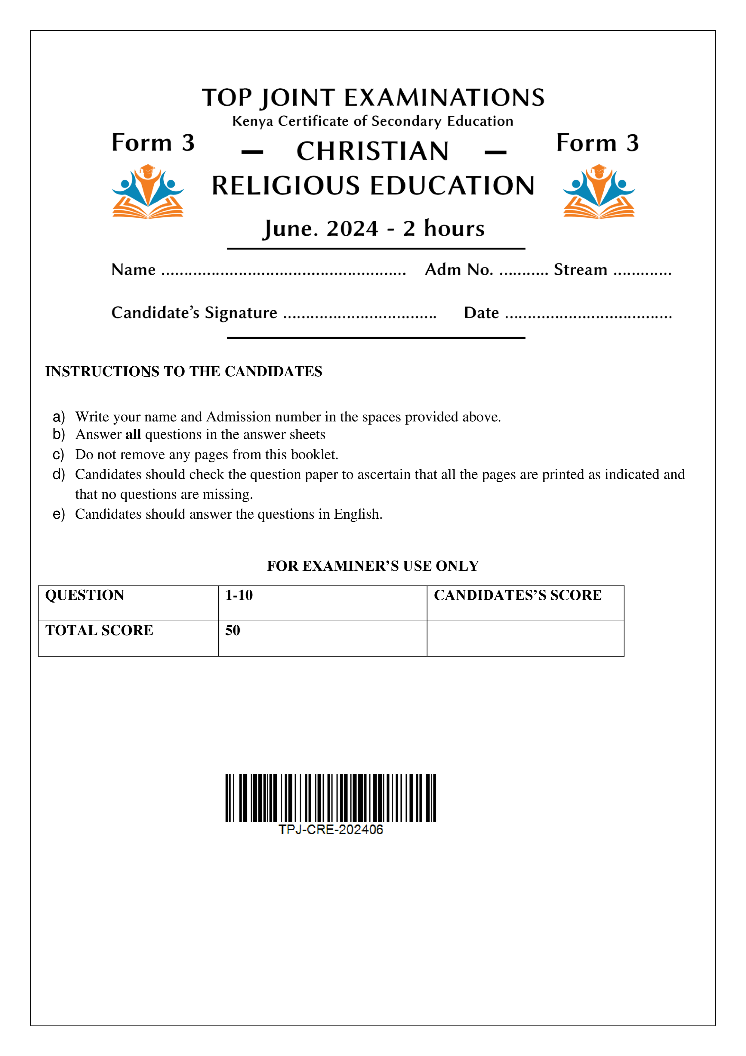 CRE FORM 3 MID TERM 2 2024 CAT