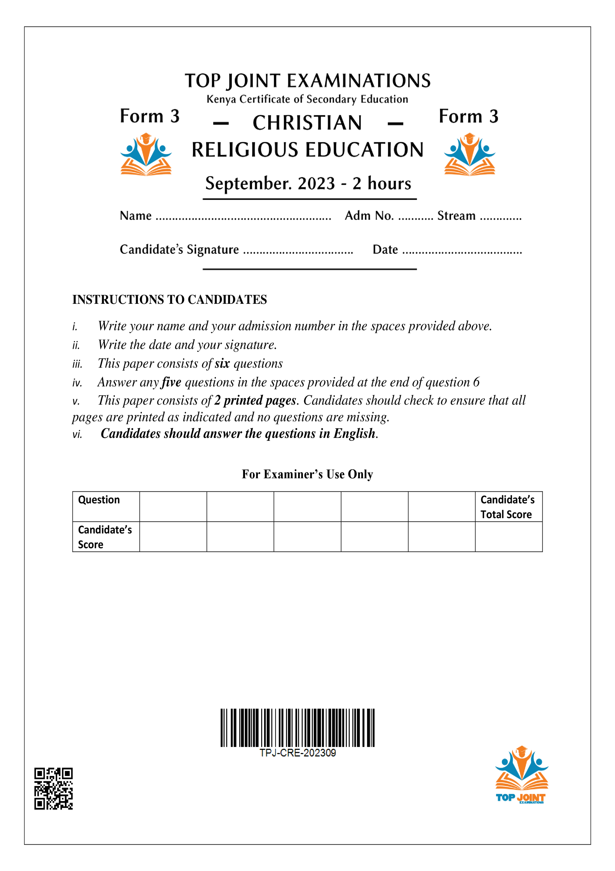 CRE FORM 3 OPENER TERM 3 2023