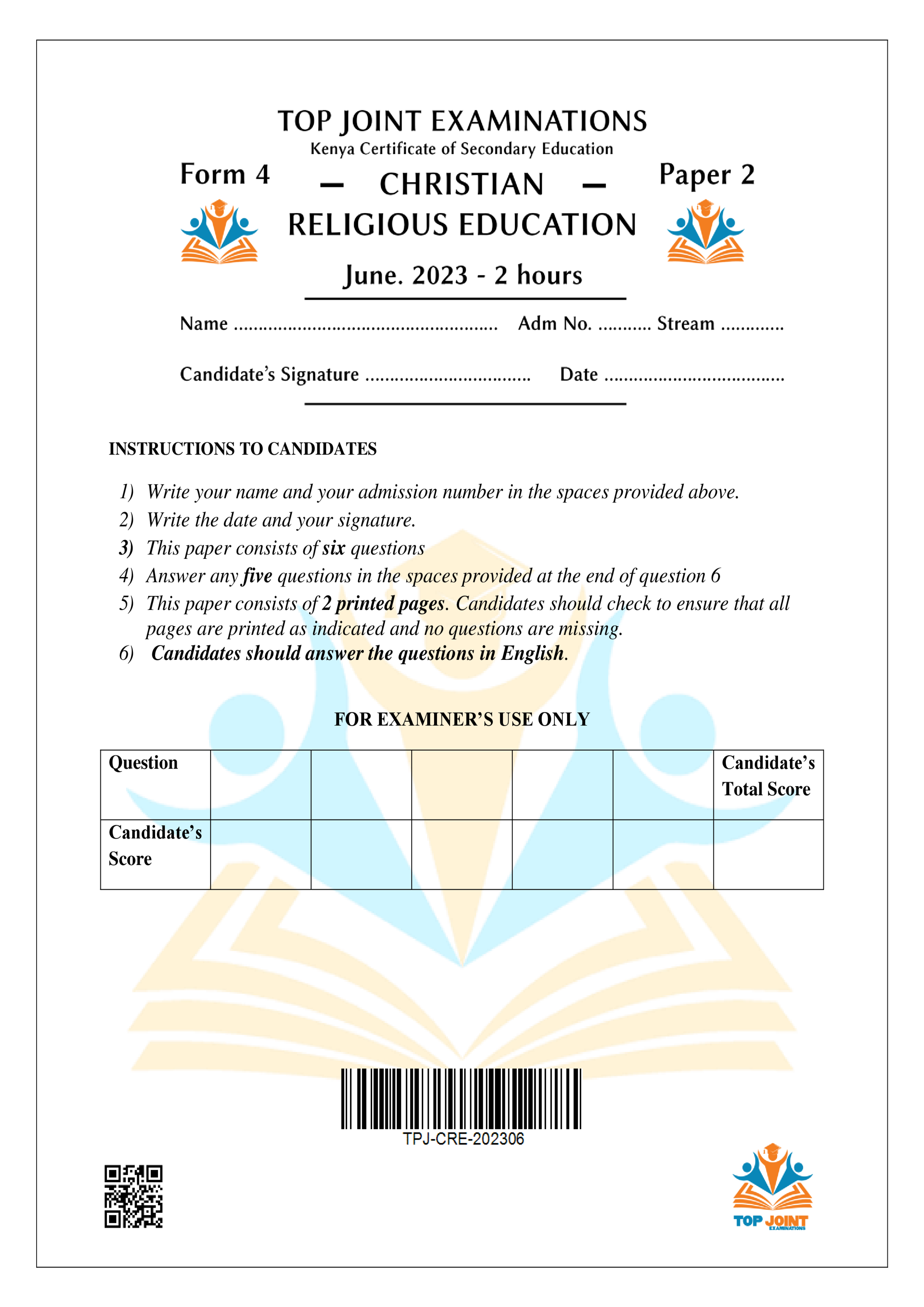 CRE FORM 4 PAPER 2 MID TERM 2 2023