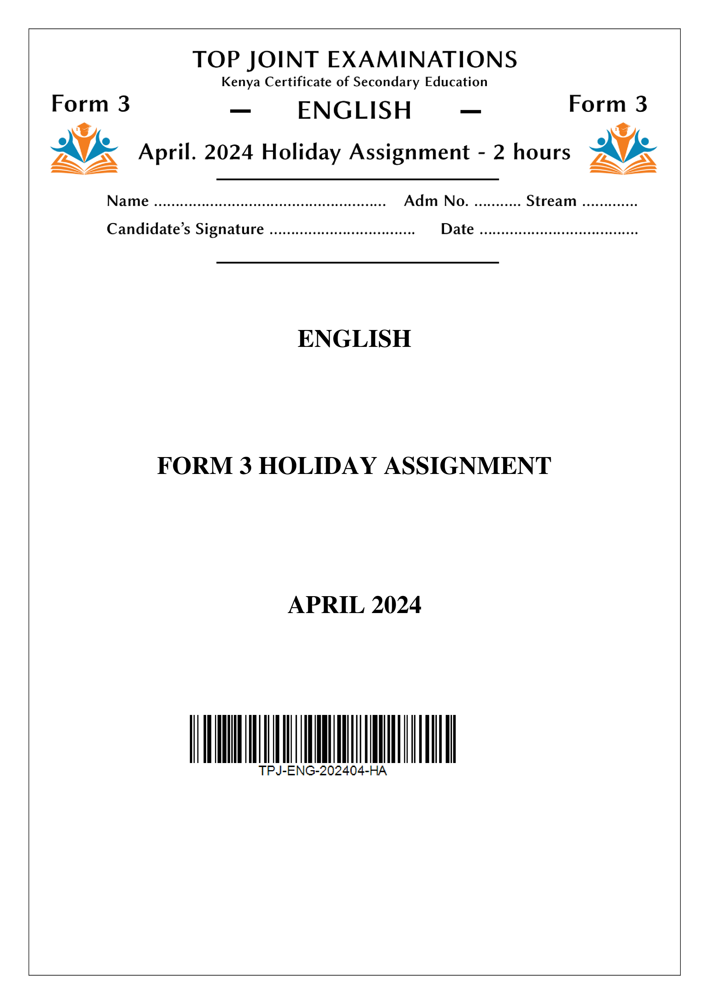 ENGLISH FORM 3 HOLIDAY ASSIGNMENT TERM 1 2024