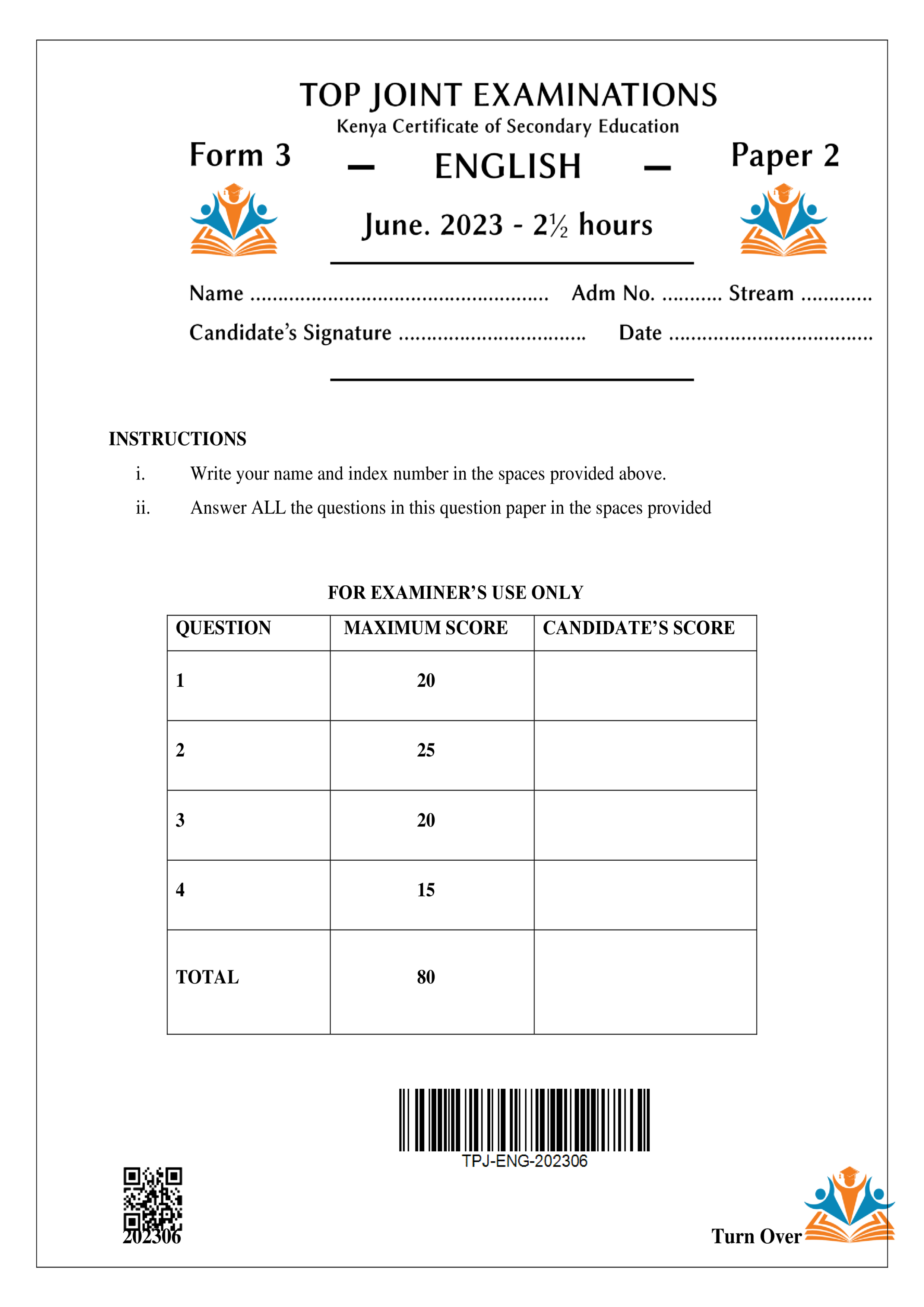 ENGLISH FORM 3 PAPER 2 MID TERM 2 2023