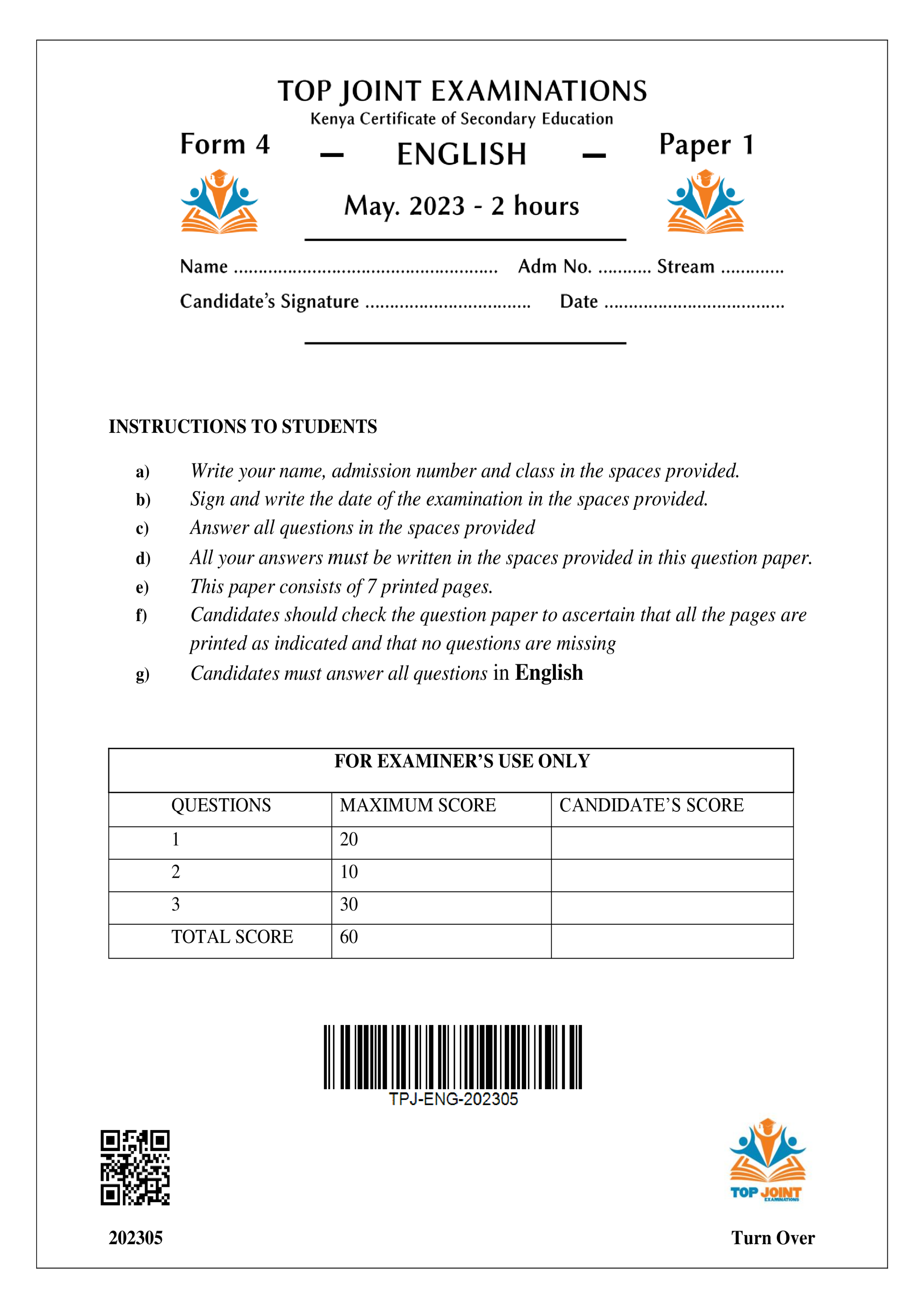 ENGLISH FORM 4 OPENER TERM 2 2023