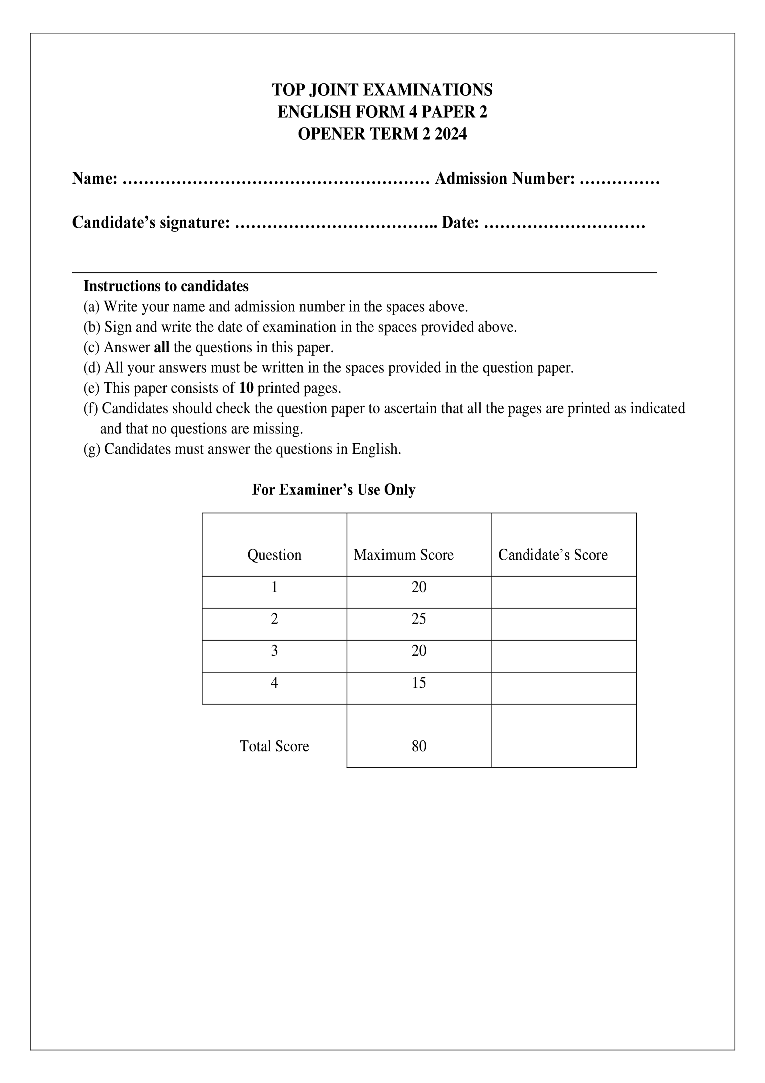 ENGLISH FORM 4 OPENER TERM 2 2024