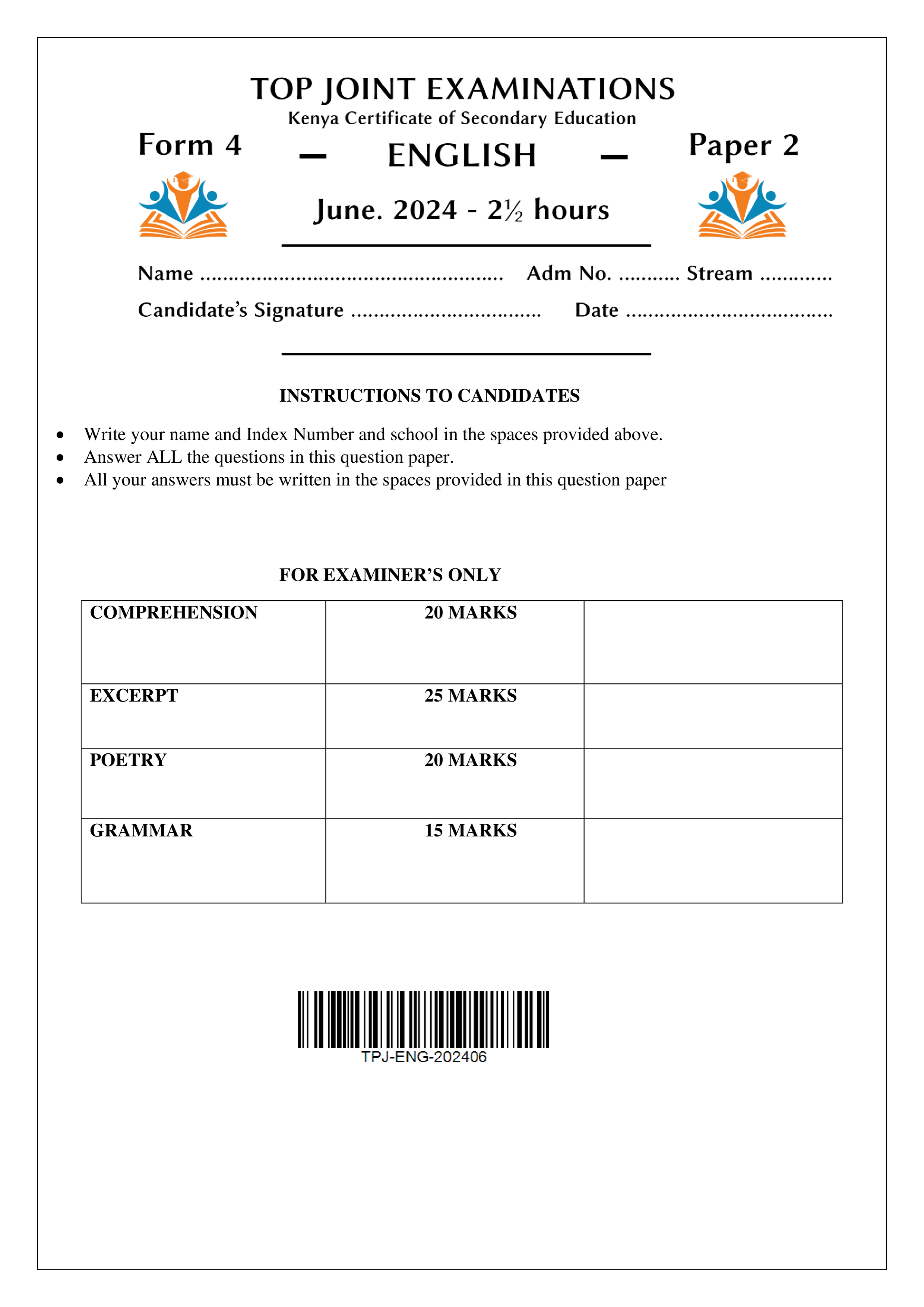 ENGLISH FORM 4 PAPER 2 MID TERM 2 2024