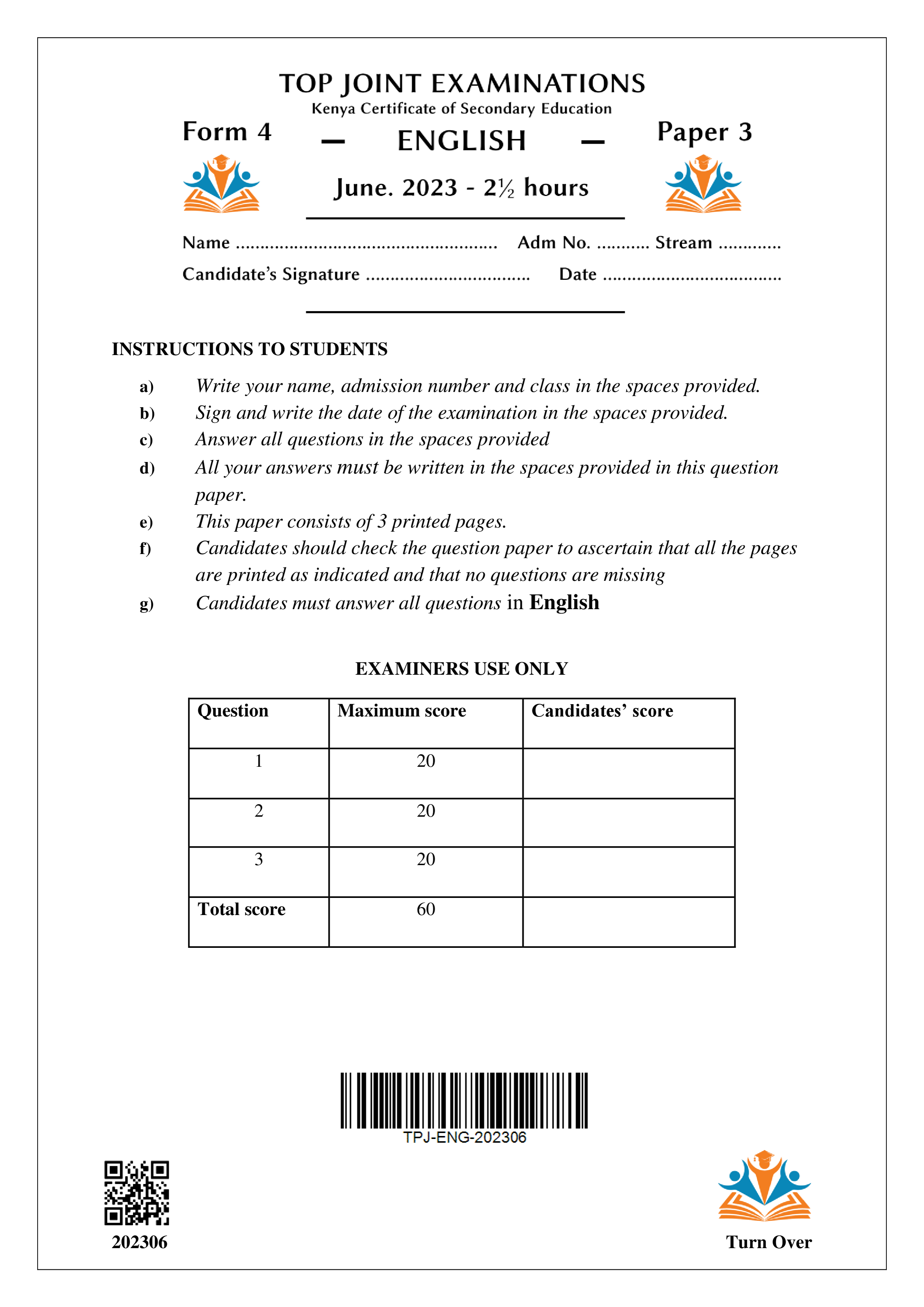 ENGLISH FORM 4 PAPER 3 MID TERM 2 2023