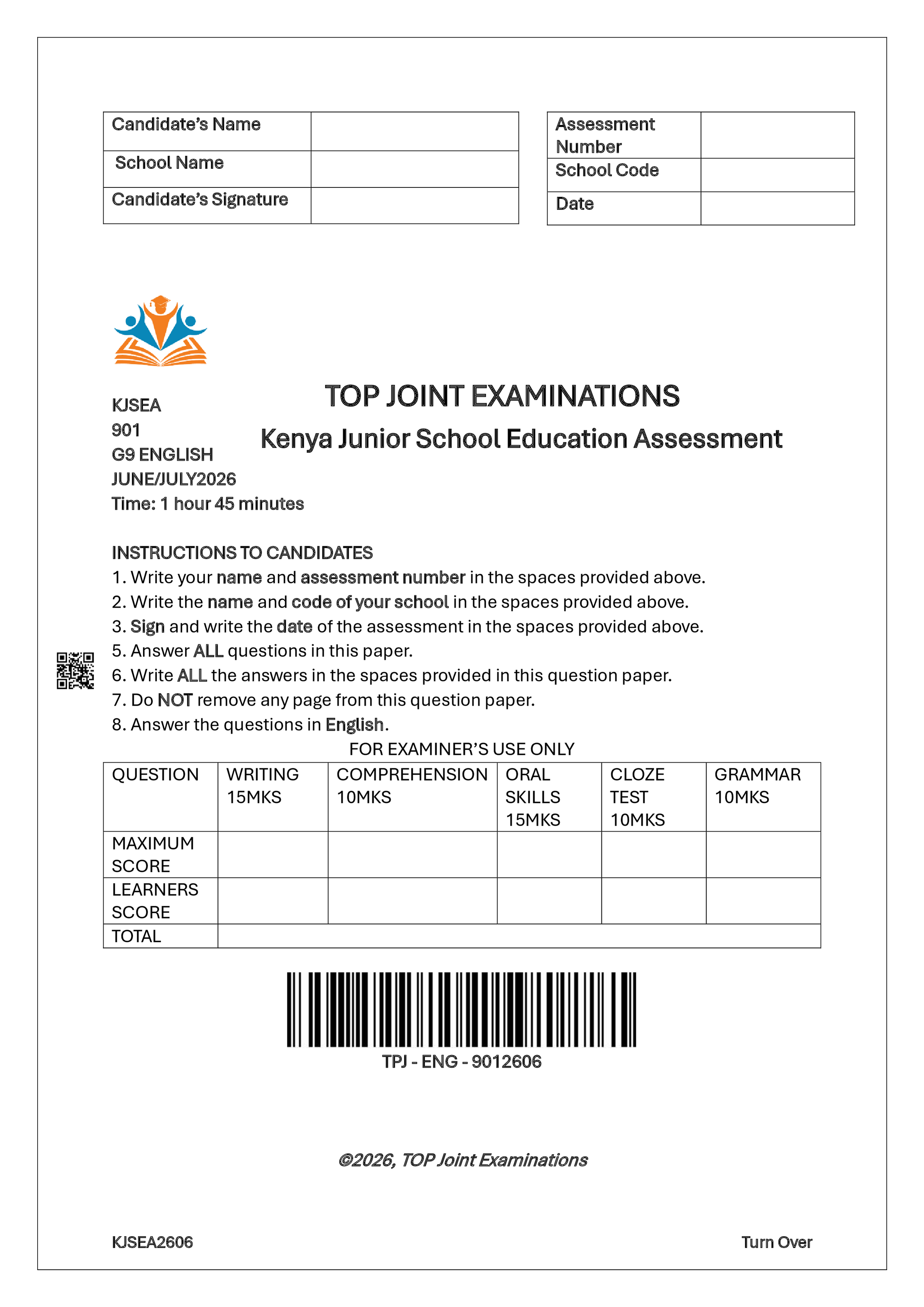 ENGLISH GRADE 9 MID TERM2 2026
