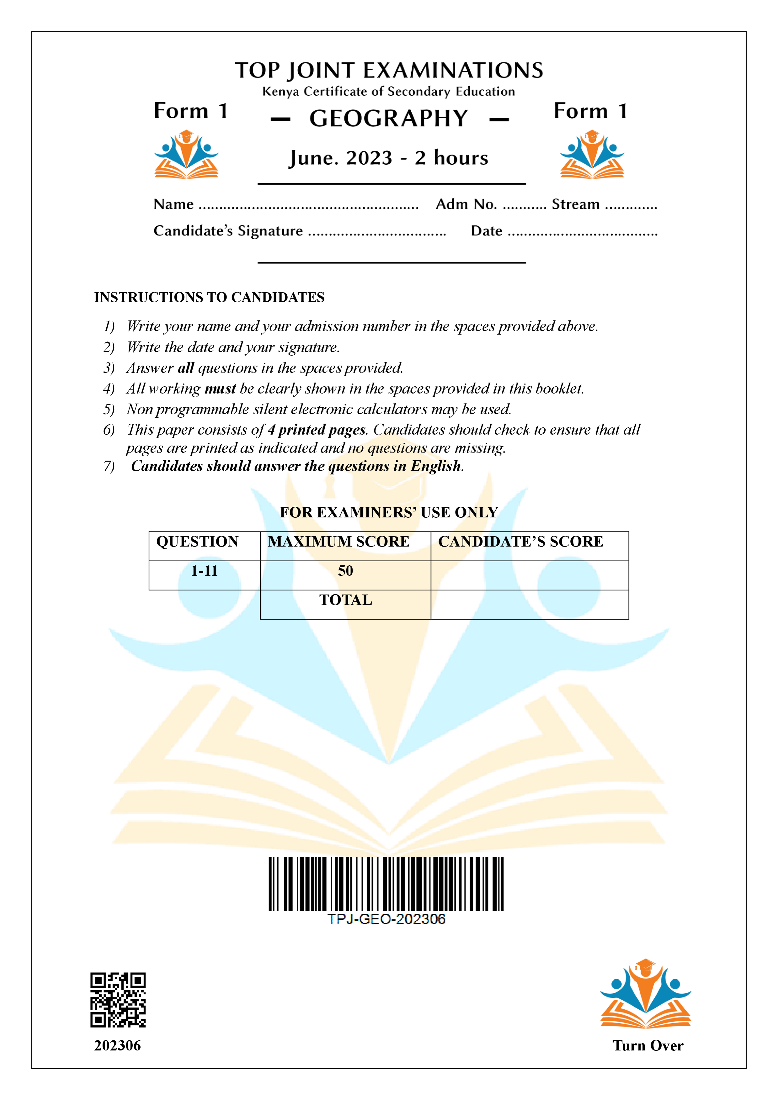 GEOGRAPHY FORM 1 MID TERM 2 2023