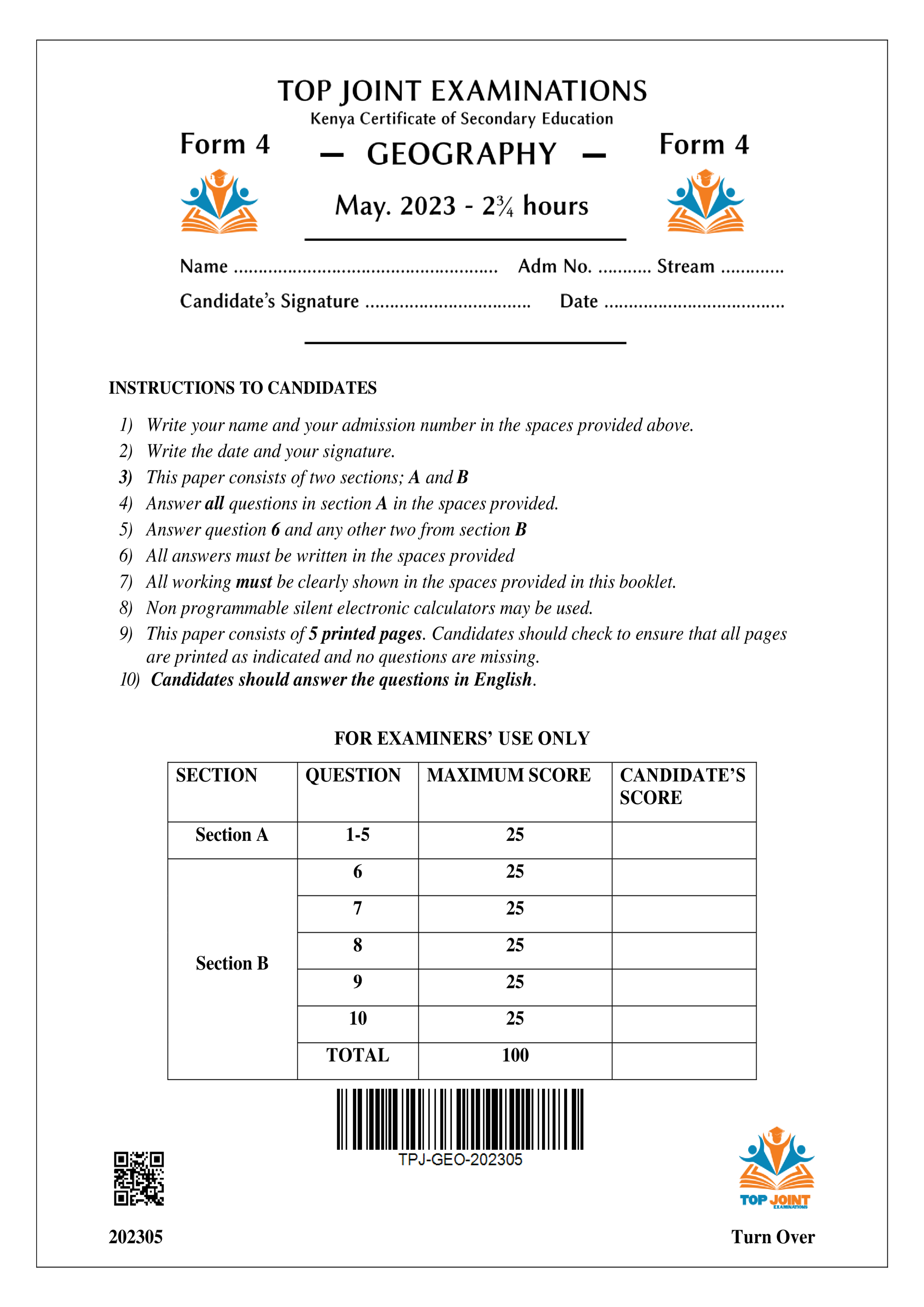 GEOGRAPHY FORM 4 OPENER TERM 2 2023