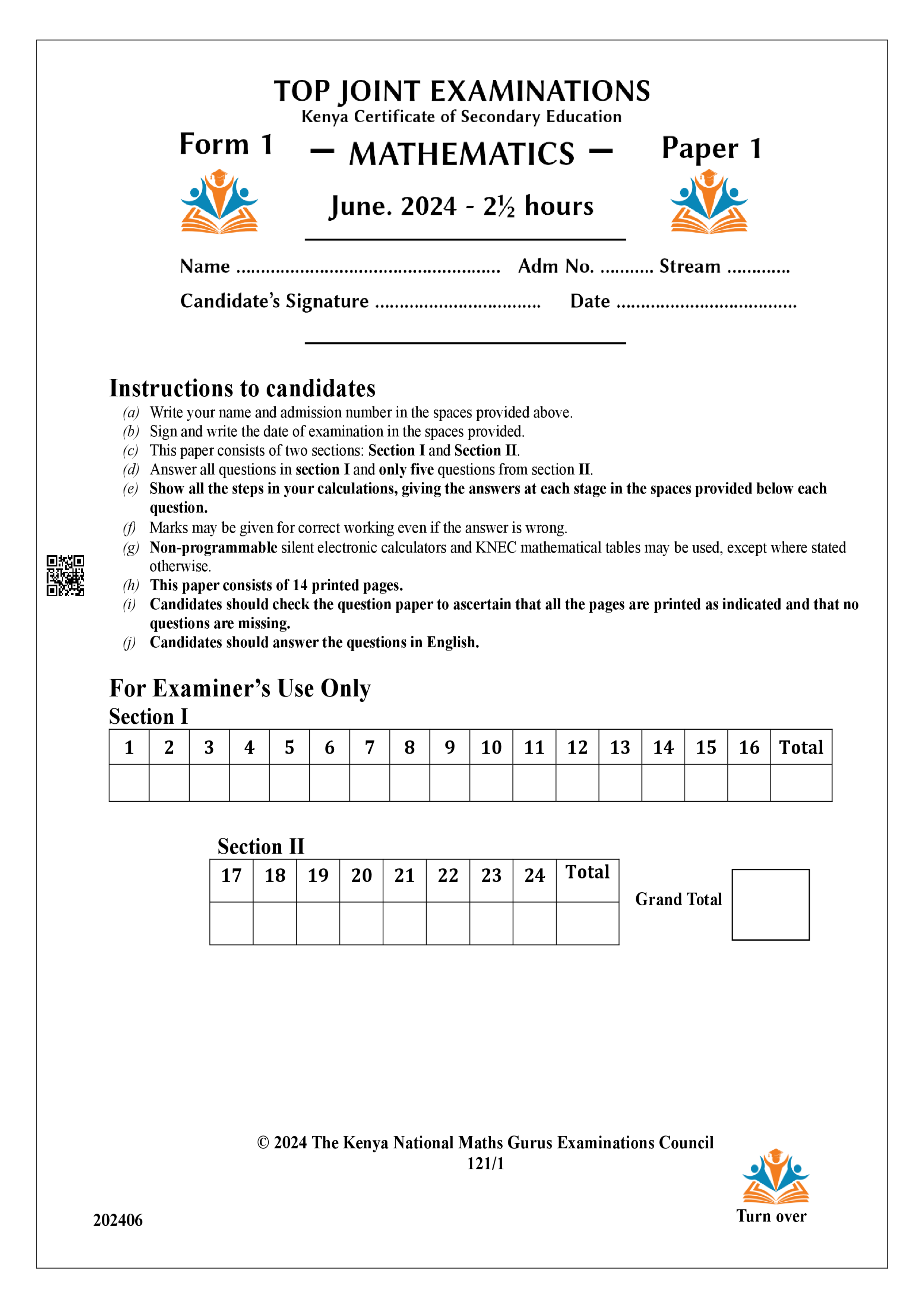 MATHEMATICS FORM 1 MID TERM 2 2024