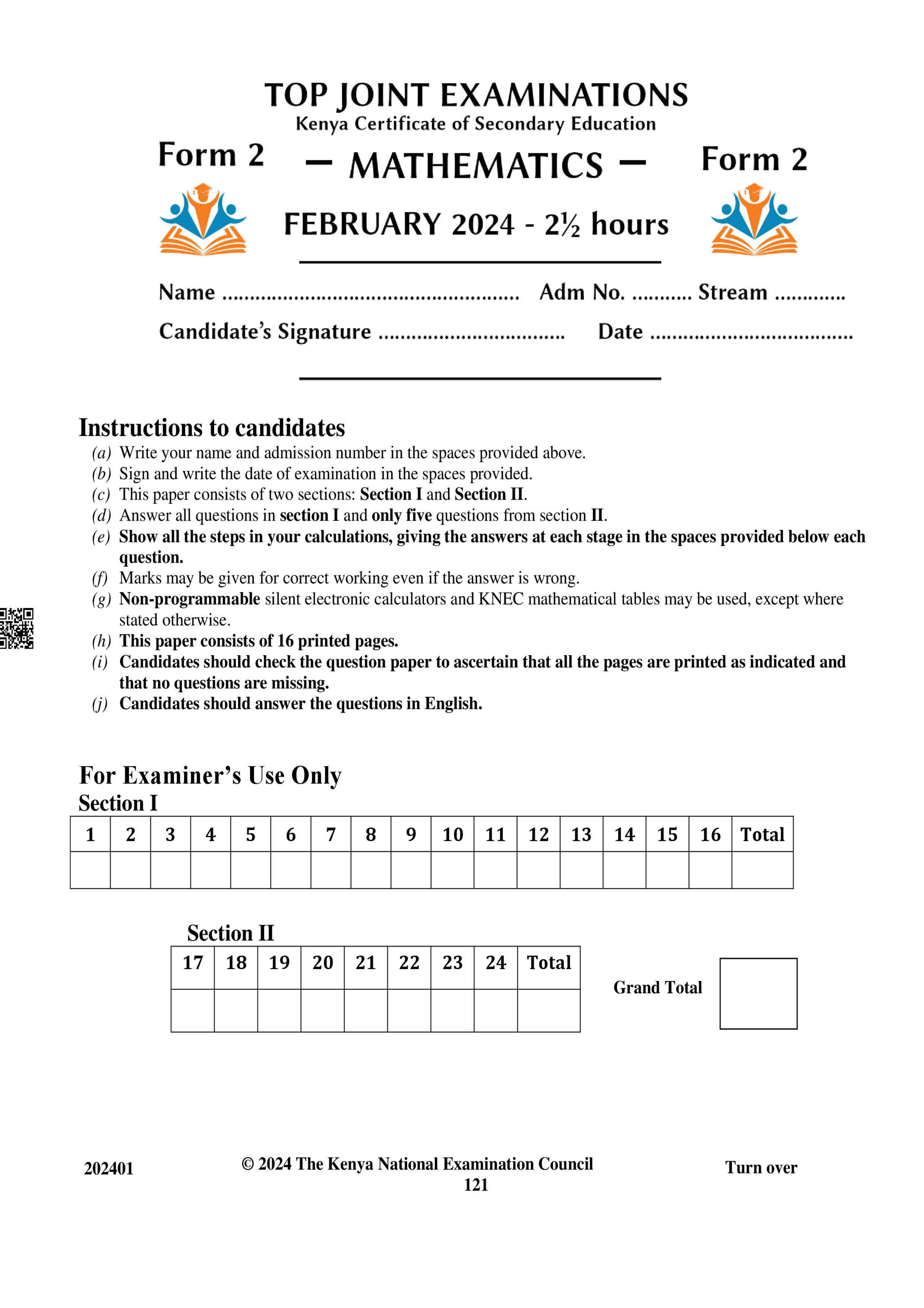 MATHEMATICS FORM 2 MID TERM 1 2024