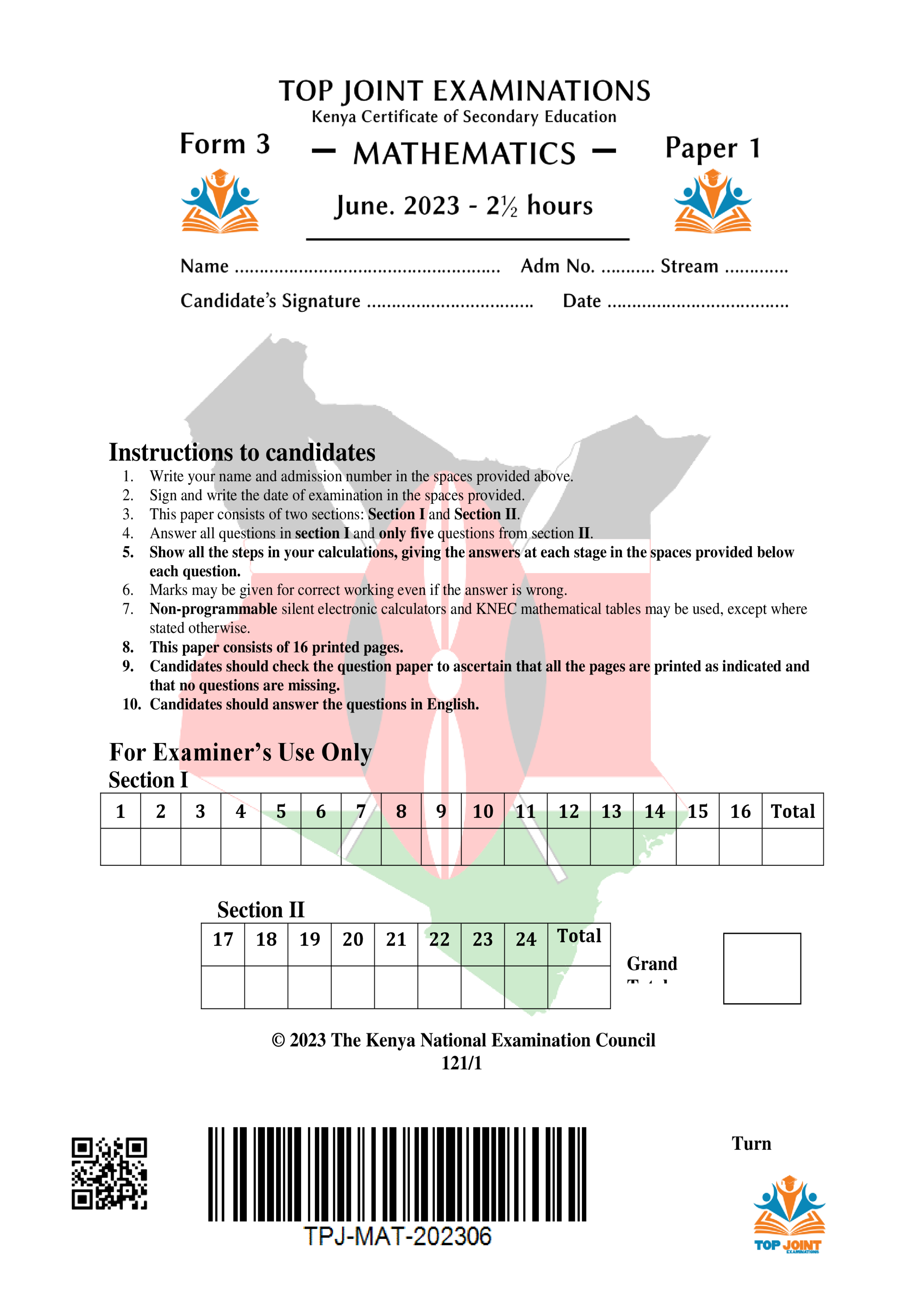 MATHEMATICS FORM 3 MID TERM 2 2023