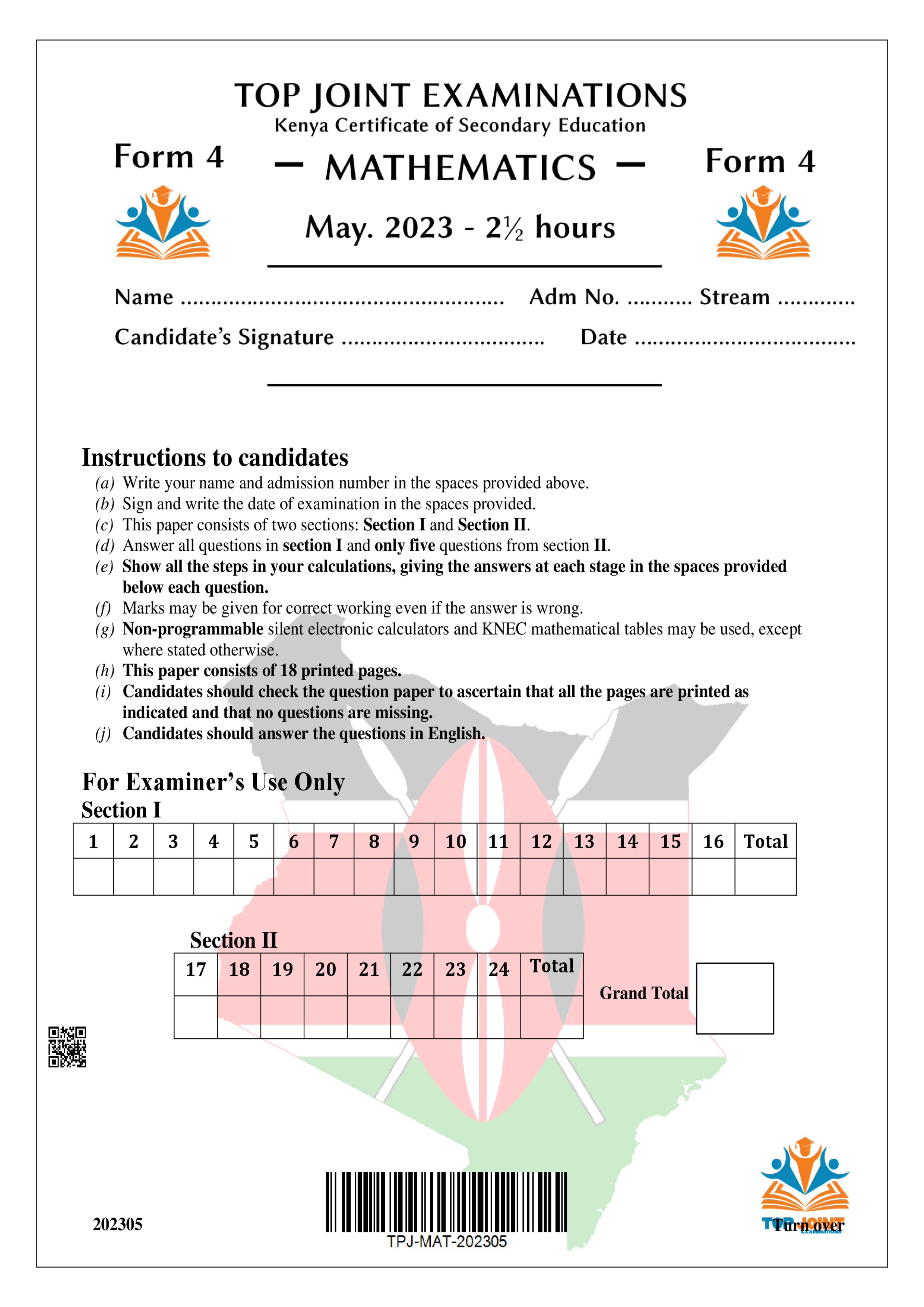 MATHEMATICS FORM 4 OPENER TERM 2 2023