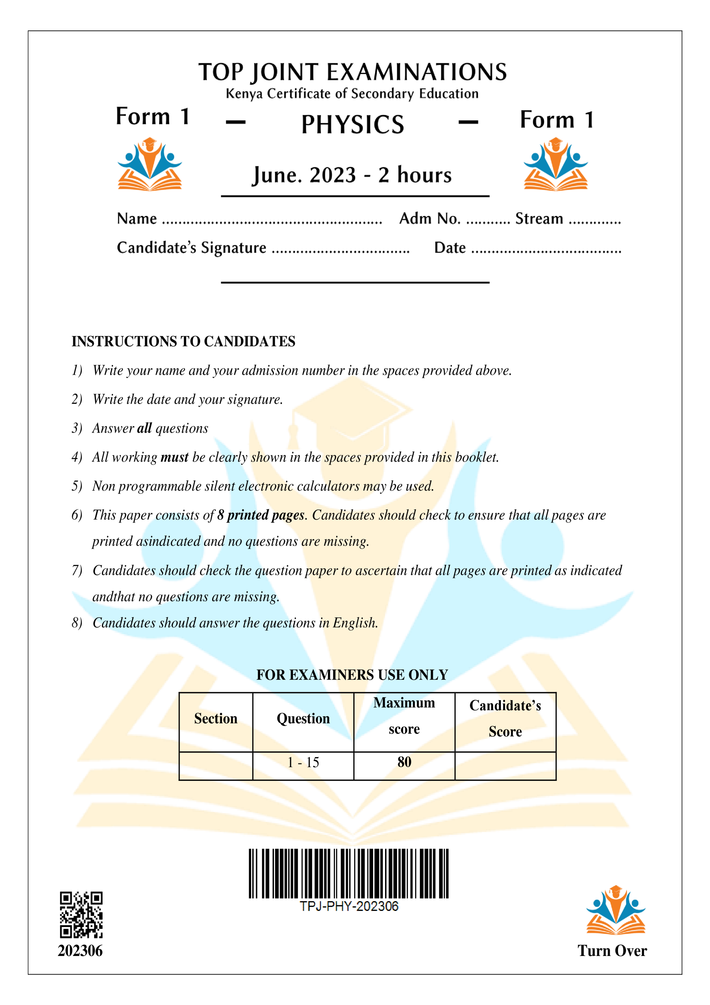 PHYSICS FORM 1 MID TERM 2 2023
