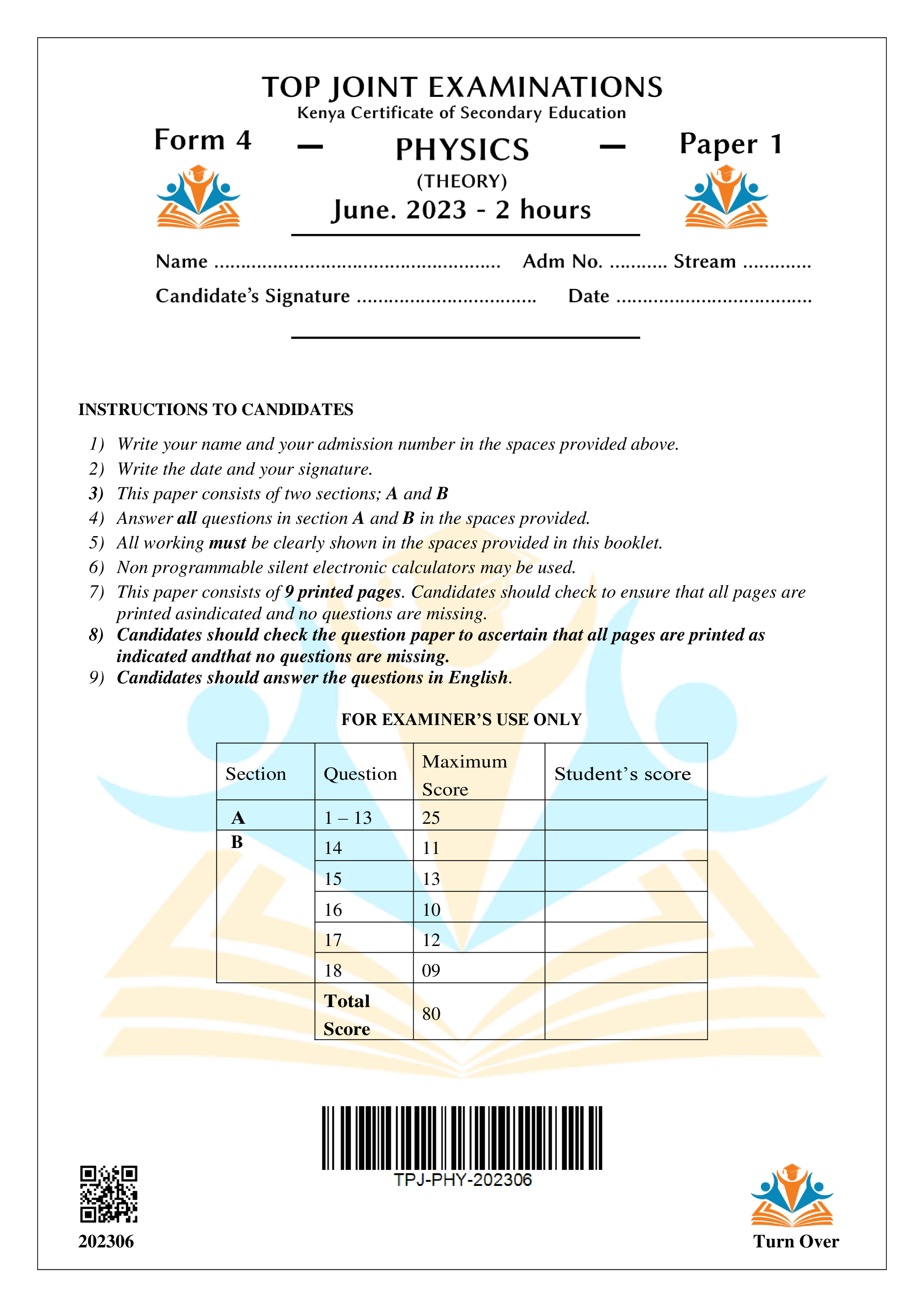 PHYSICS FORM 4 PAPER 1 MID TERM 2 2023