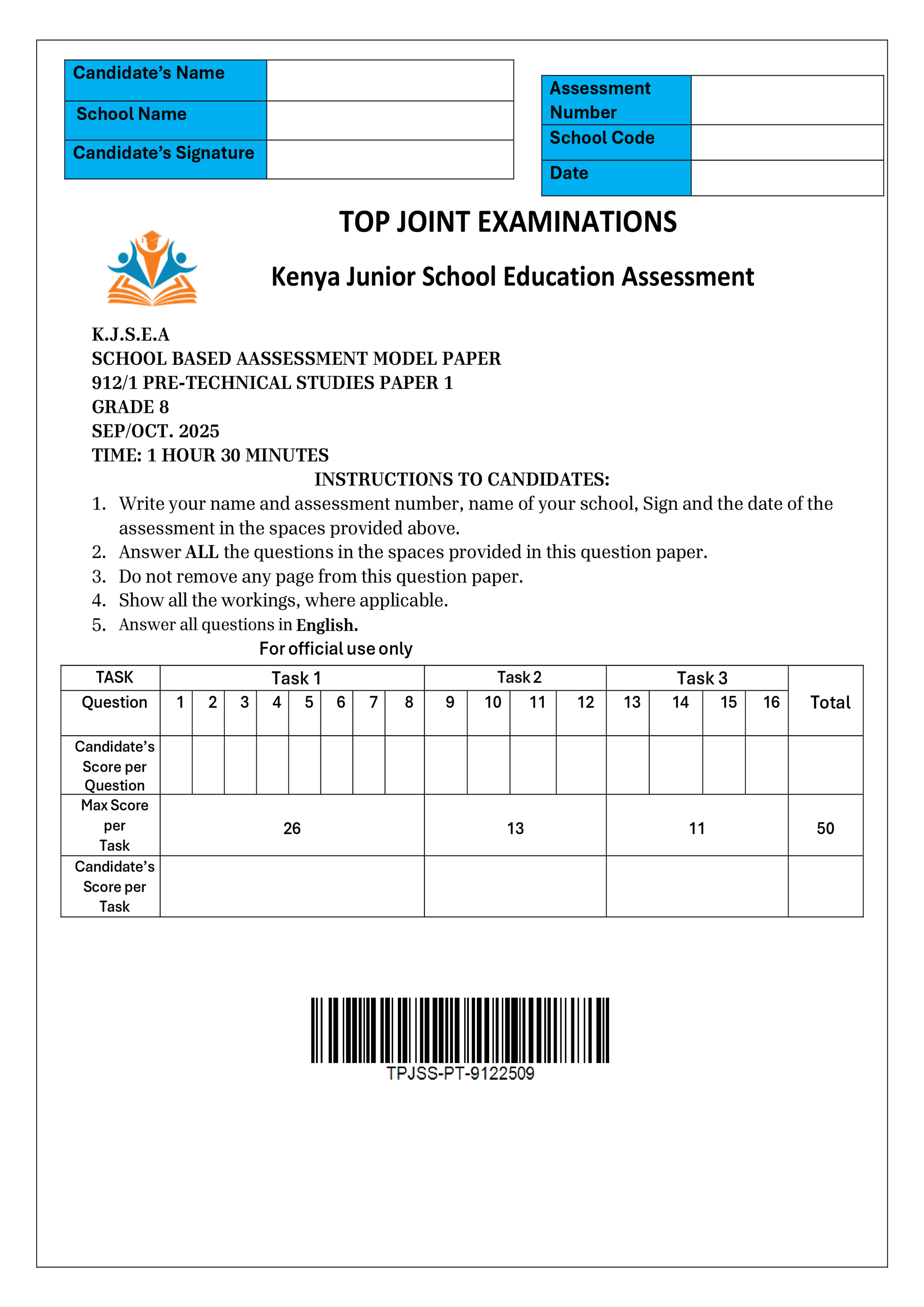 PRETECHNICAL GRADE 7 OPENER/MID TERM 3 2025
