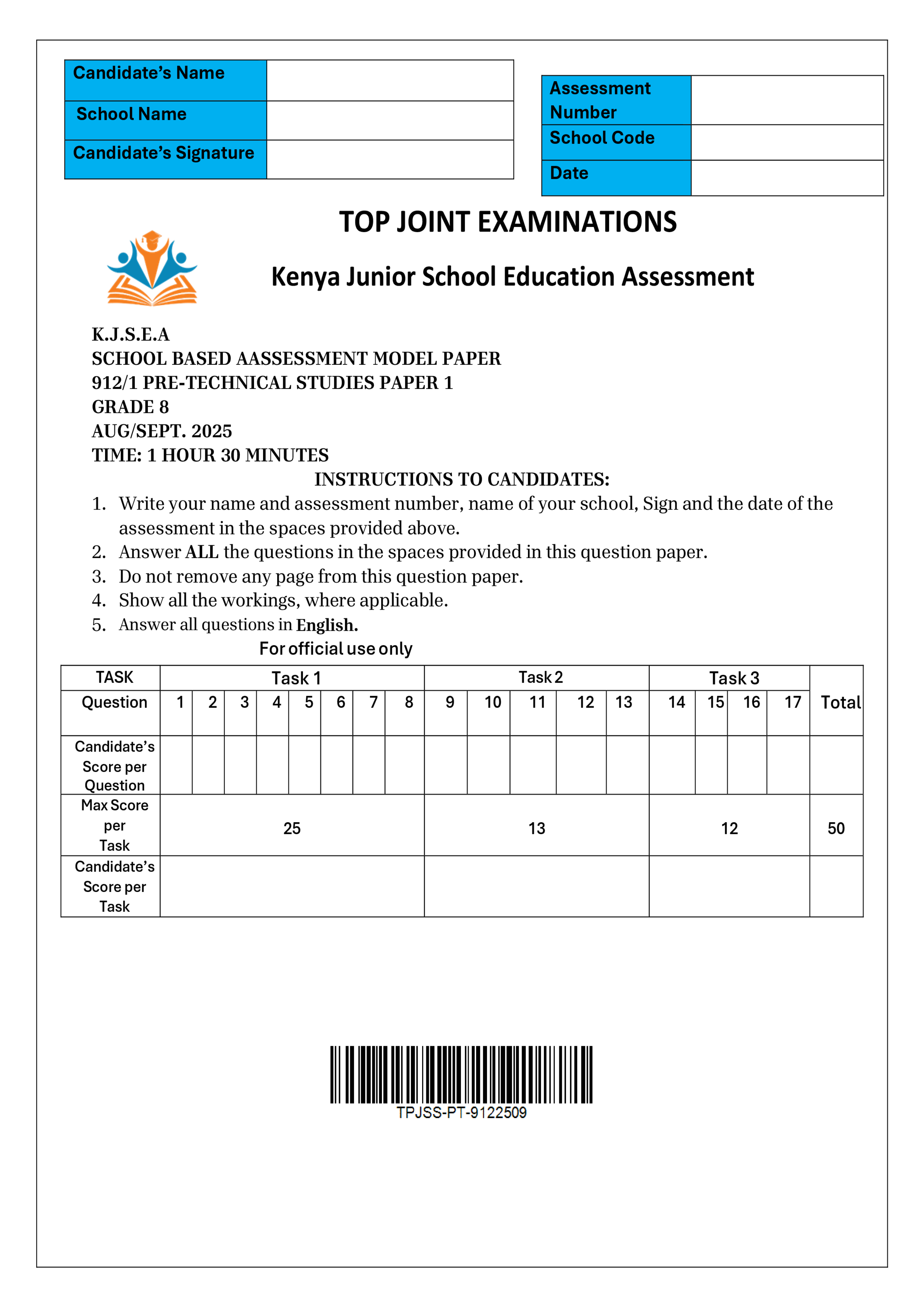 PRETECHNICAL GRADE 8 OPENER/MID TERM 3 2025